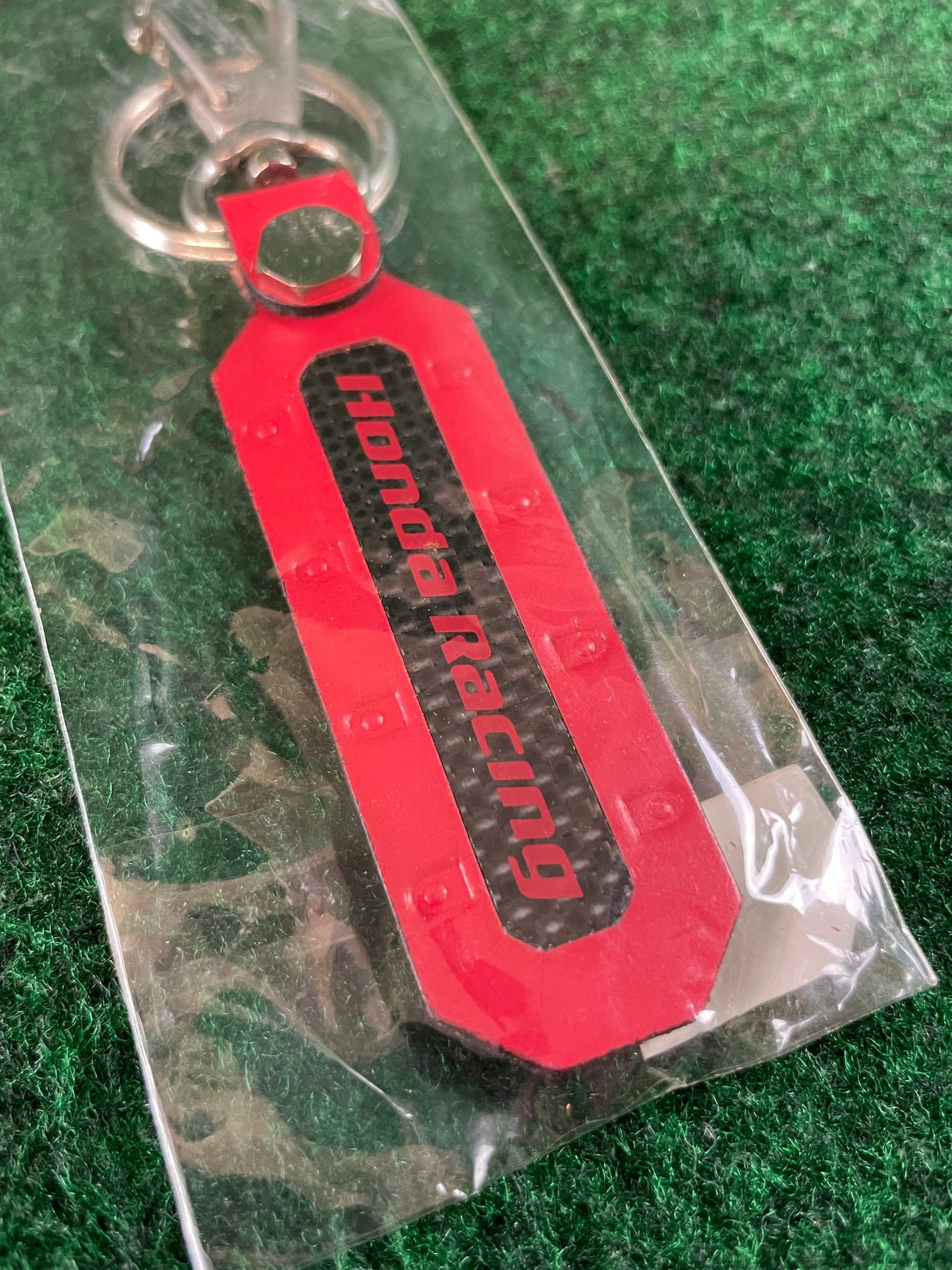 Honda Racing - Red/Black Leather & Carbon Fiber Keychain