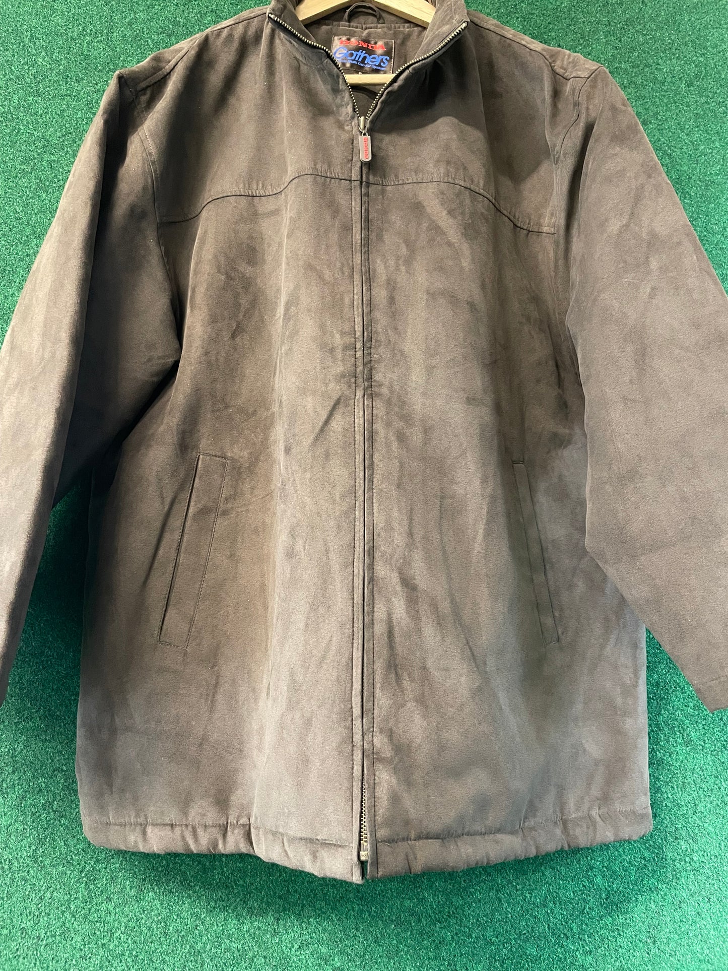 Honda & GATHERS - Insulated Brown Suede Style Exterior with HONDA Logo Lined Jacket