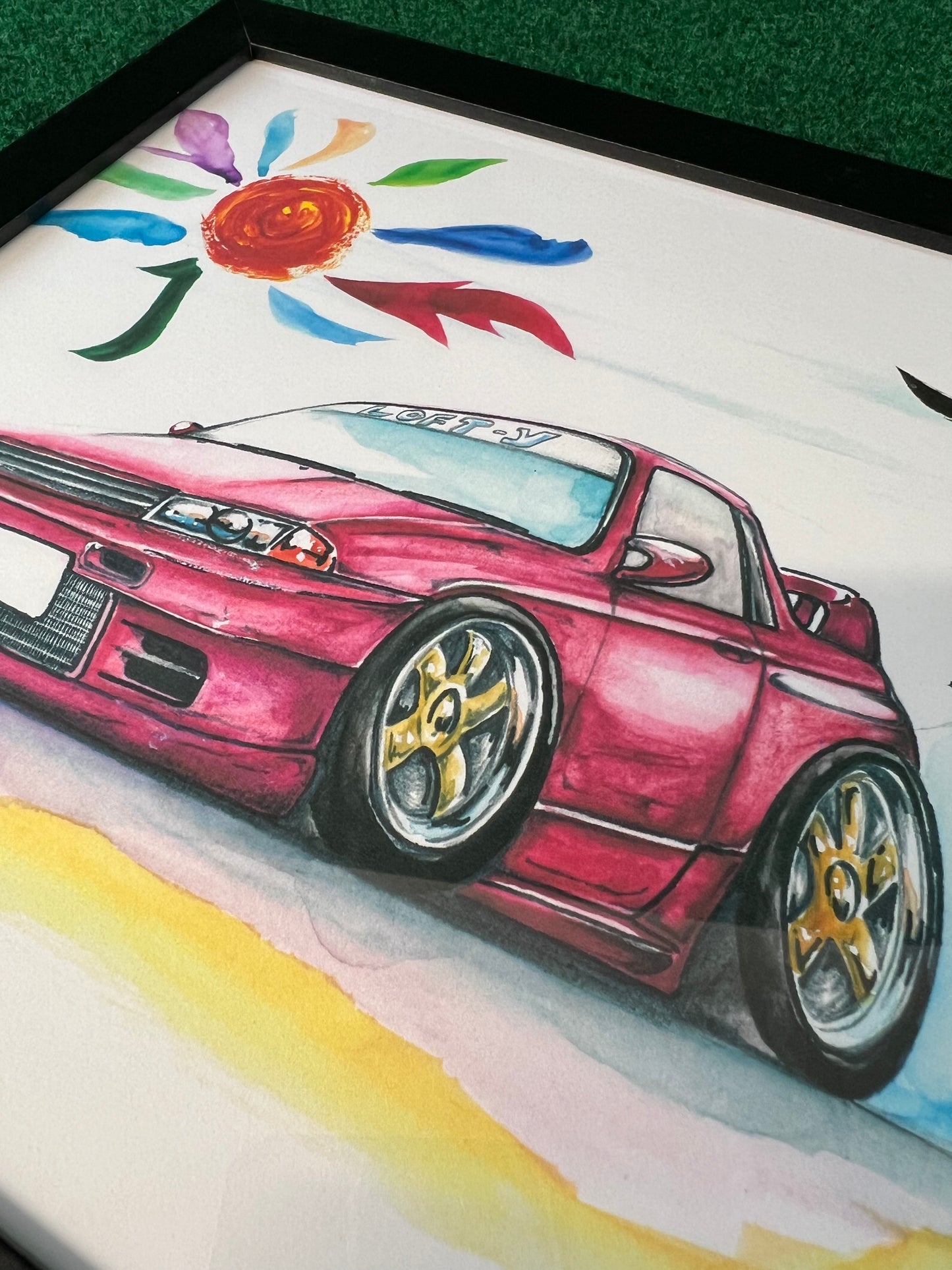 Nissan Skyline R32 GT-R Mount Fuji Framed Car Art