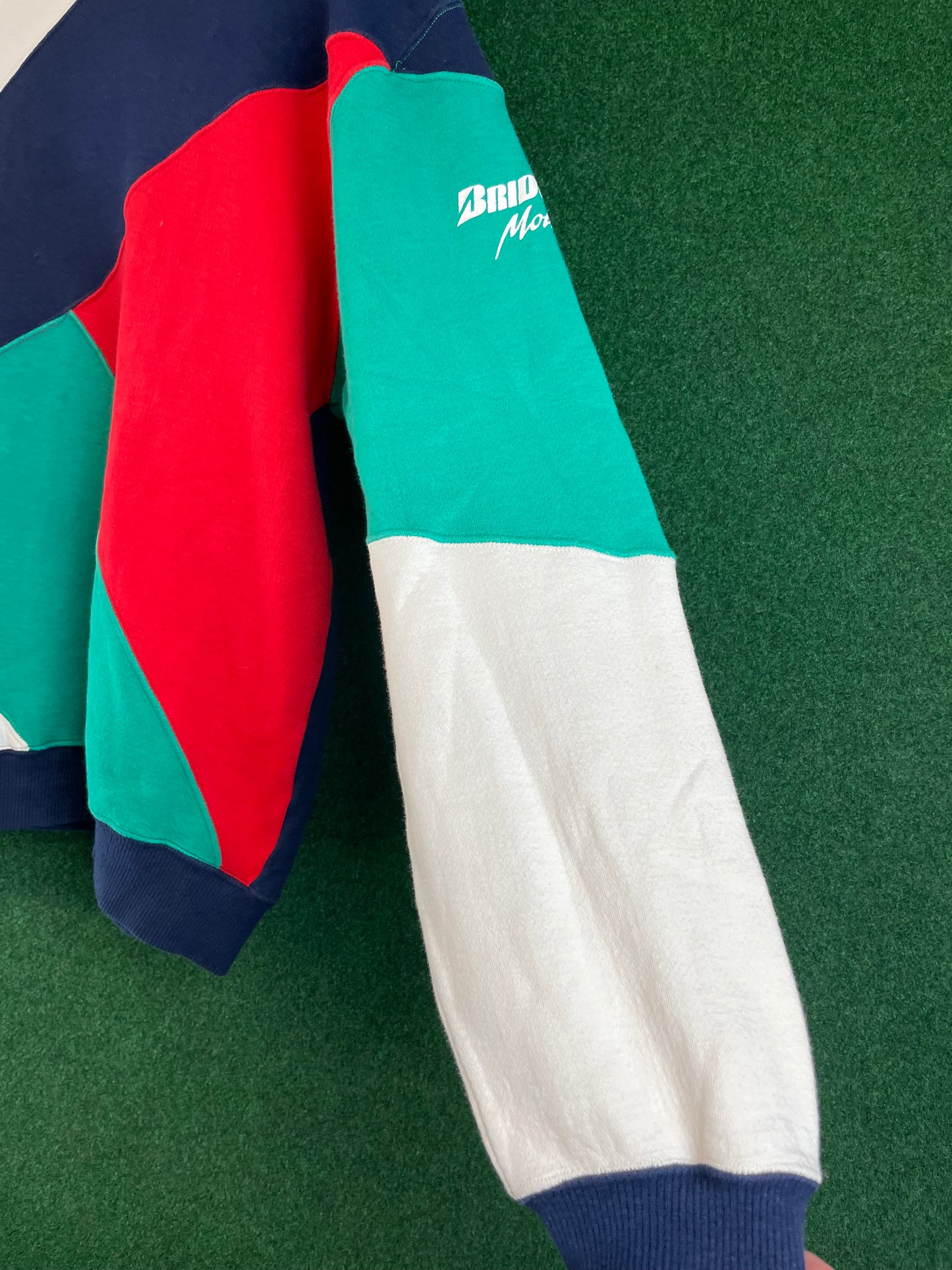 BRIDGESTONE Motorsport Cut and Sew Multicolor Vintage Sweatshirt