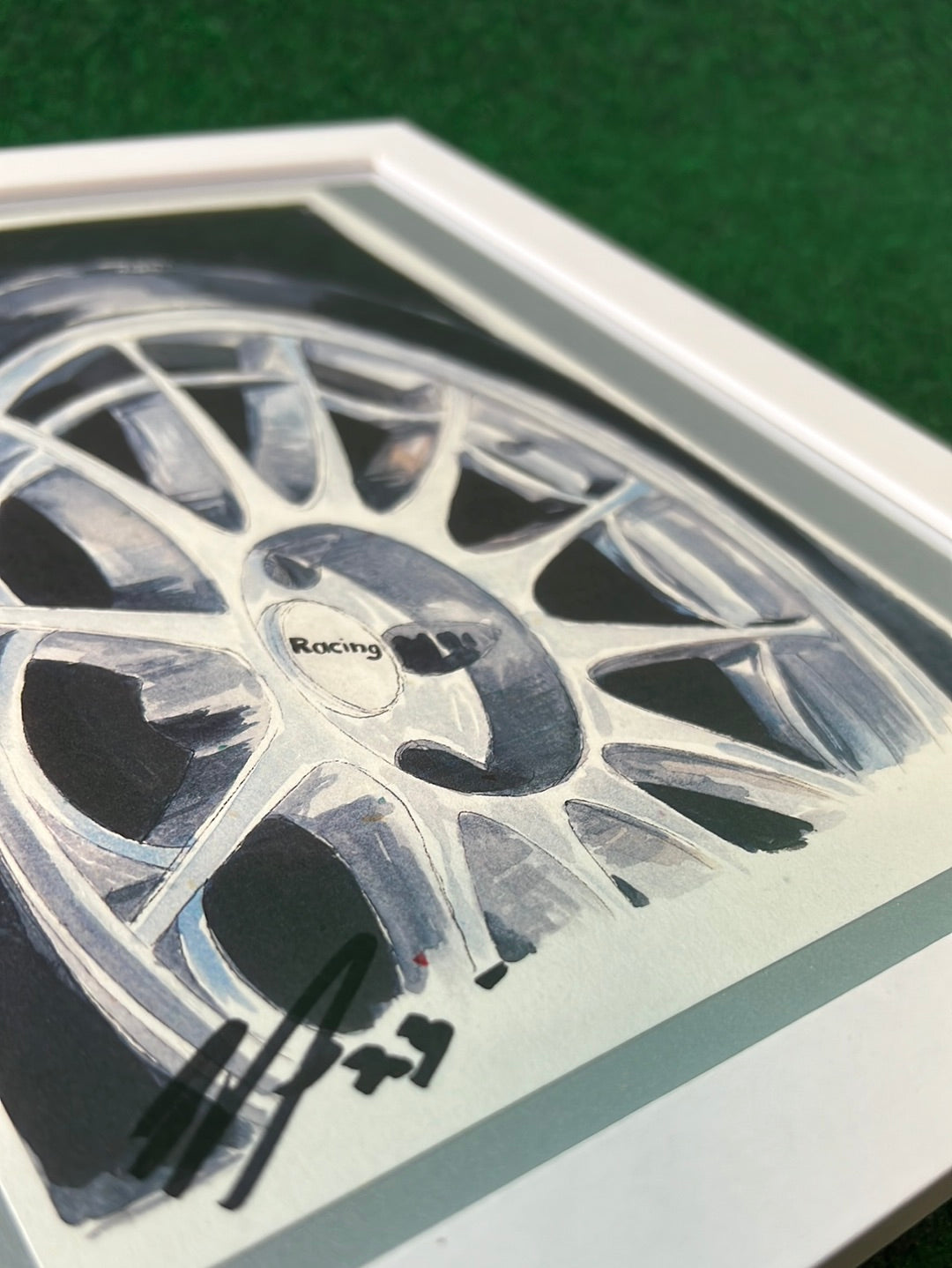ENKEI Racing NT03 Wheel - Framed, Hand Drawn, Watercolor Painted & Signed Print by UNDERDOGZ
