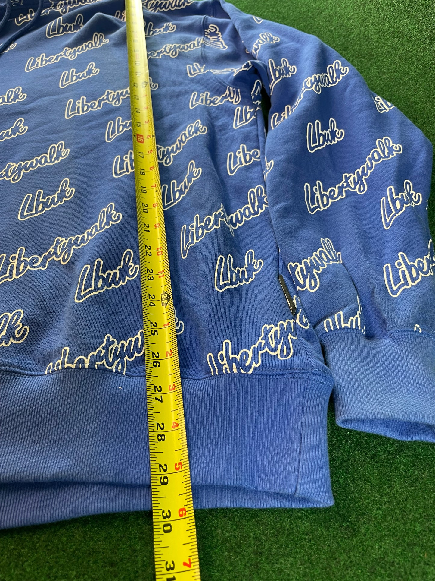 Liberty Walk LBWK - Blue All Over Cursive Font Logo Hooded Sweatshirt