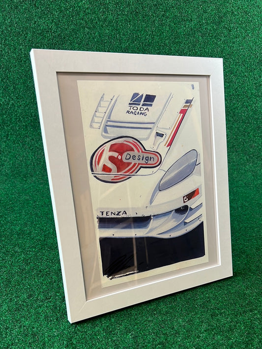 UNDERDOGZ - ASM Honda S2000 Time Attack Racecar Front Left Quarter Angle Framed, Hand Drawn, Watercolor Painted & Signed Print
