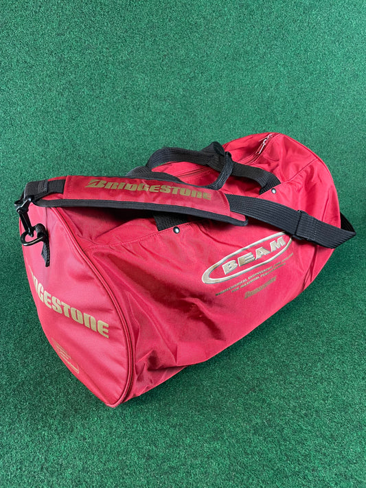 BRIDGESTONE - BEAM Vintage Burgundy w/ Gold Lettering Red Duffle Bag