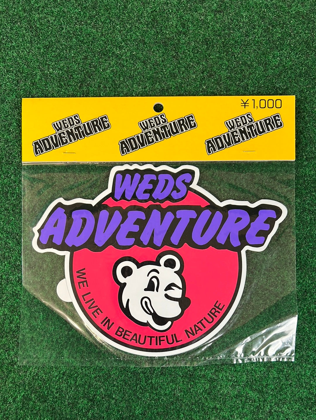 WEDS Adventure Wheels - Cartoon Bear “We live in beautiful nature” Large Sticker