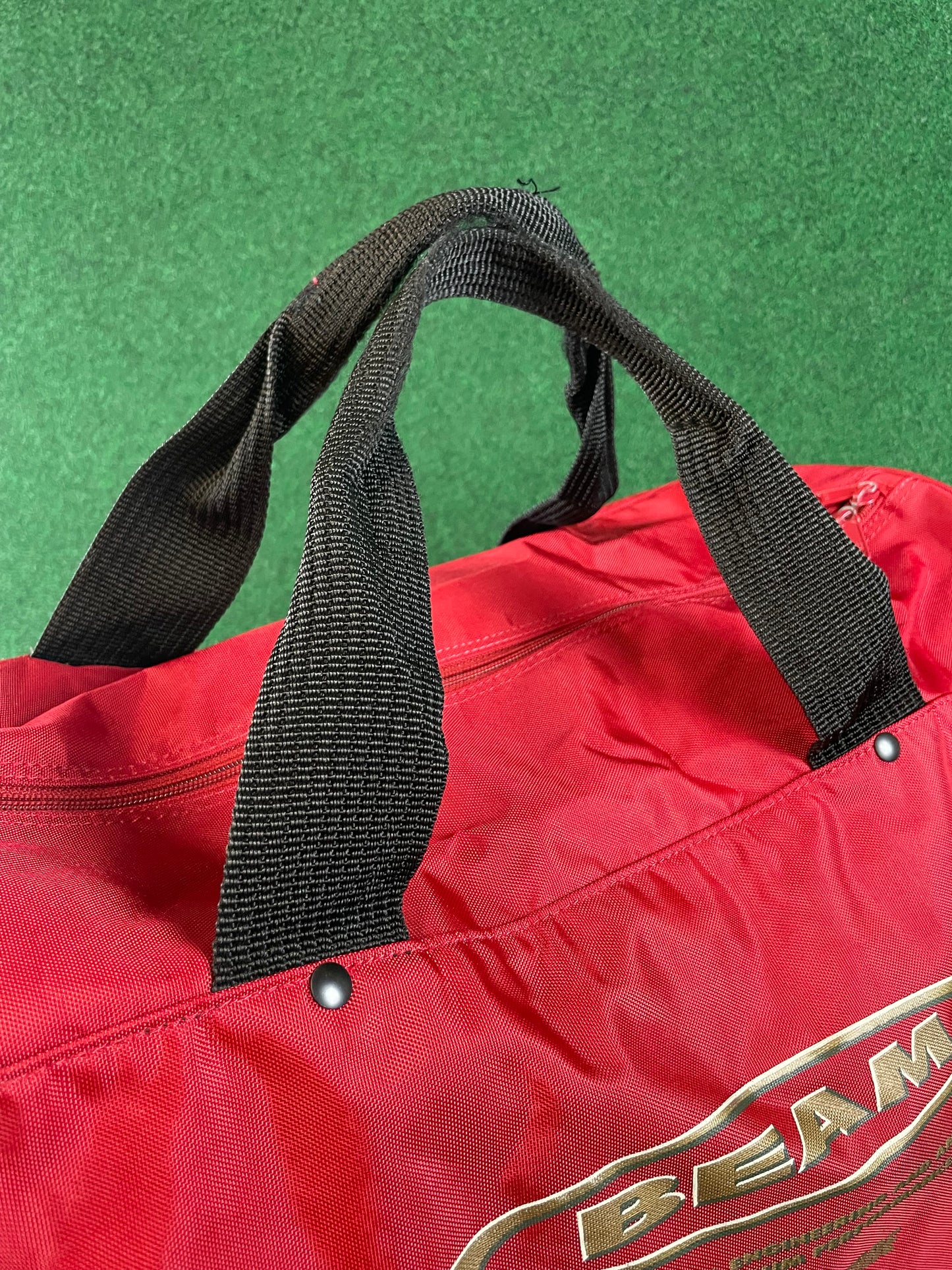 BRIDGESTONE - BEAM Vintage Burgundy w/ Gold Lettering Red Duffle Bag