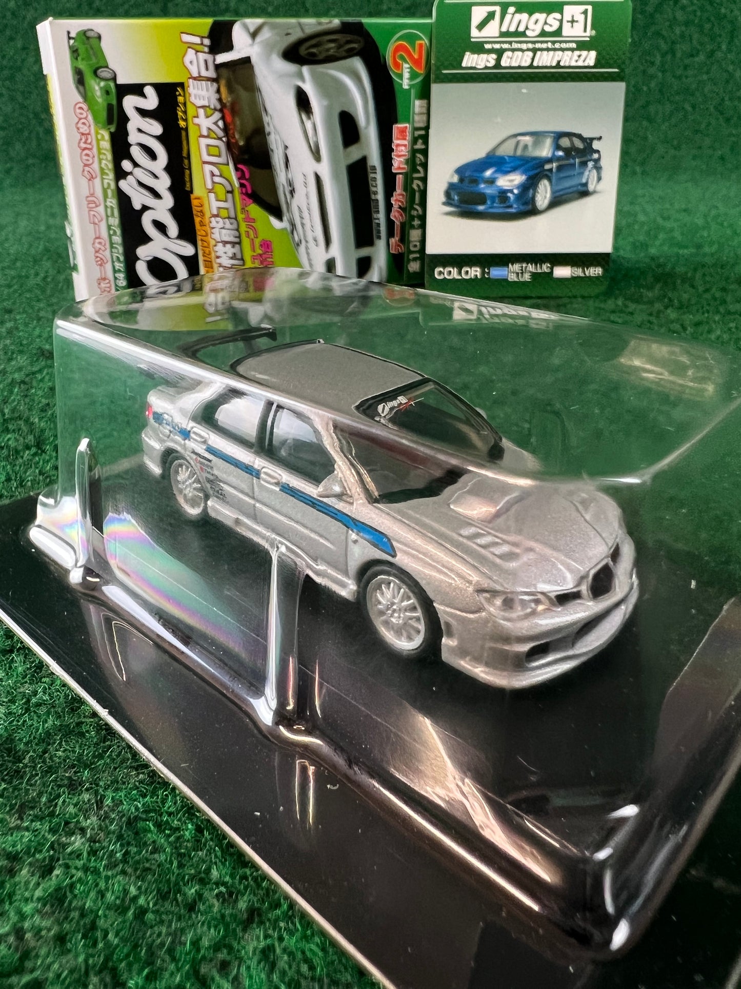 Aoshima - Option ings GDB Subaru WRX (Silver) 1/64 Scale Diecast Car