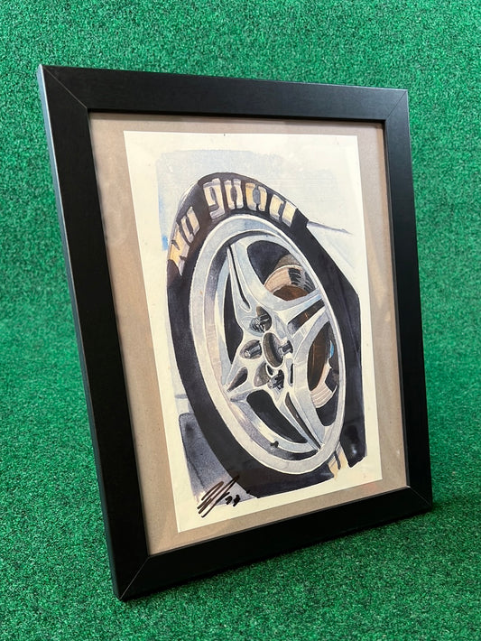 SSR Type X (No Good Racing Tire Letters) - Framed, Hand Drawn, Watercolor Painted & Signed Print by UNDERDOGZ