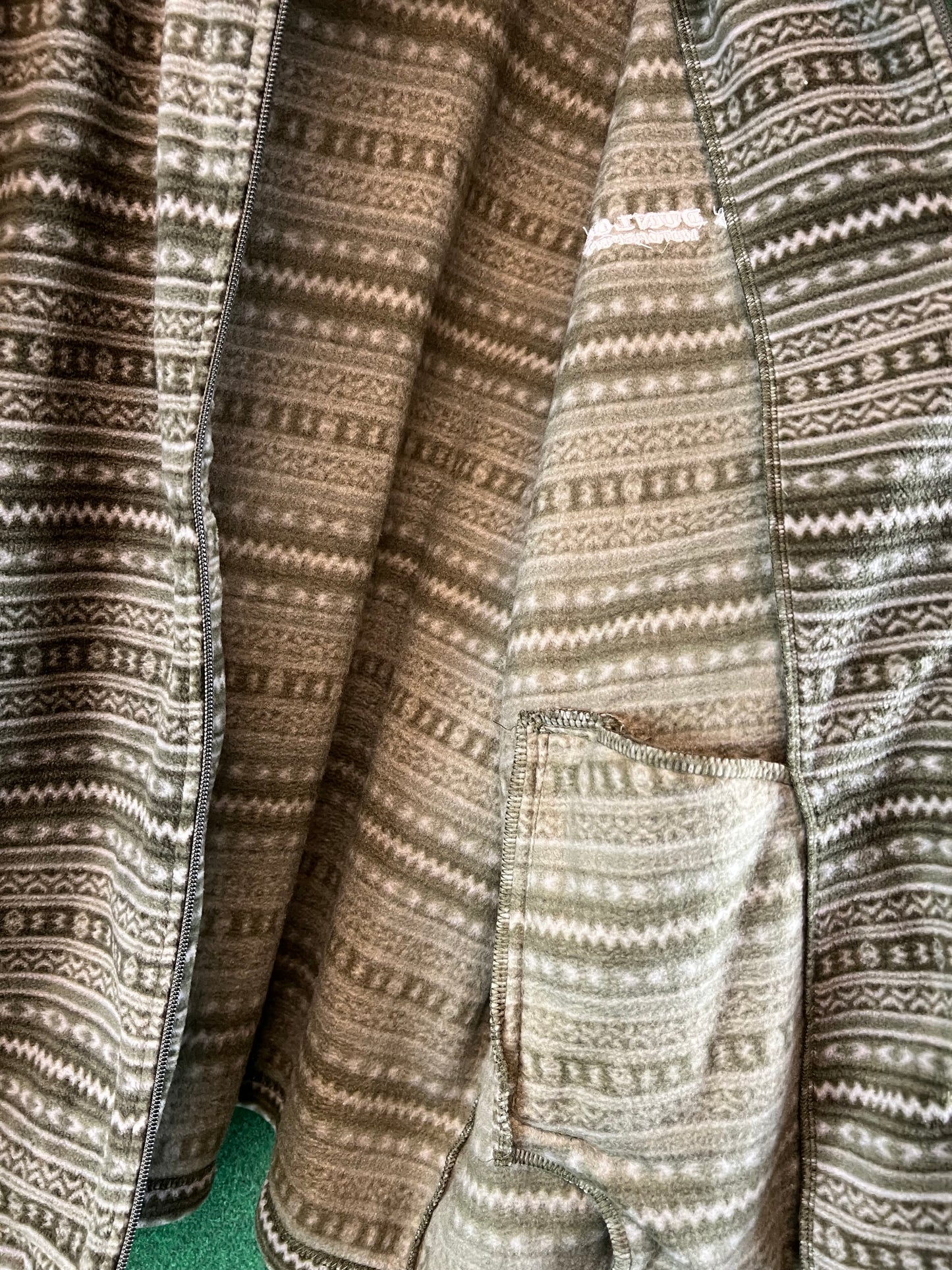 DUNLOP Motorsport - Green/Tan Patterned Fleece Zip Up Jacket - 3L