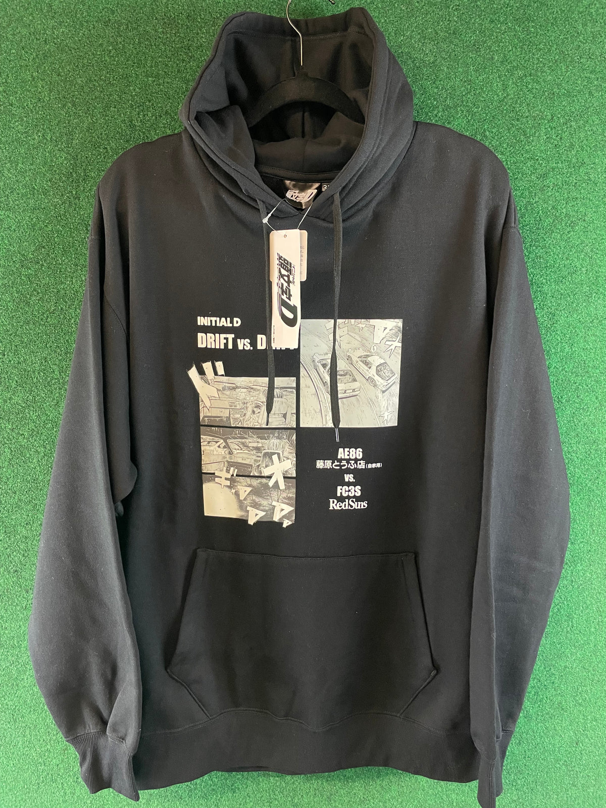 Initial D - Toyota AE86 vs Mazda FC3S RX-7 Black Hooded Sweatshirt (XL-XXL)