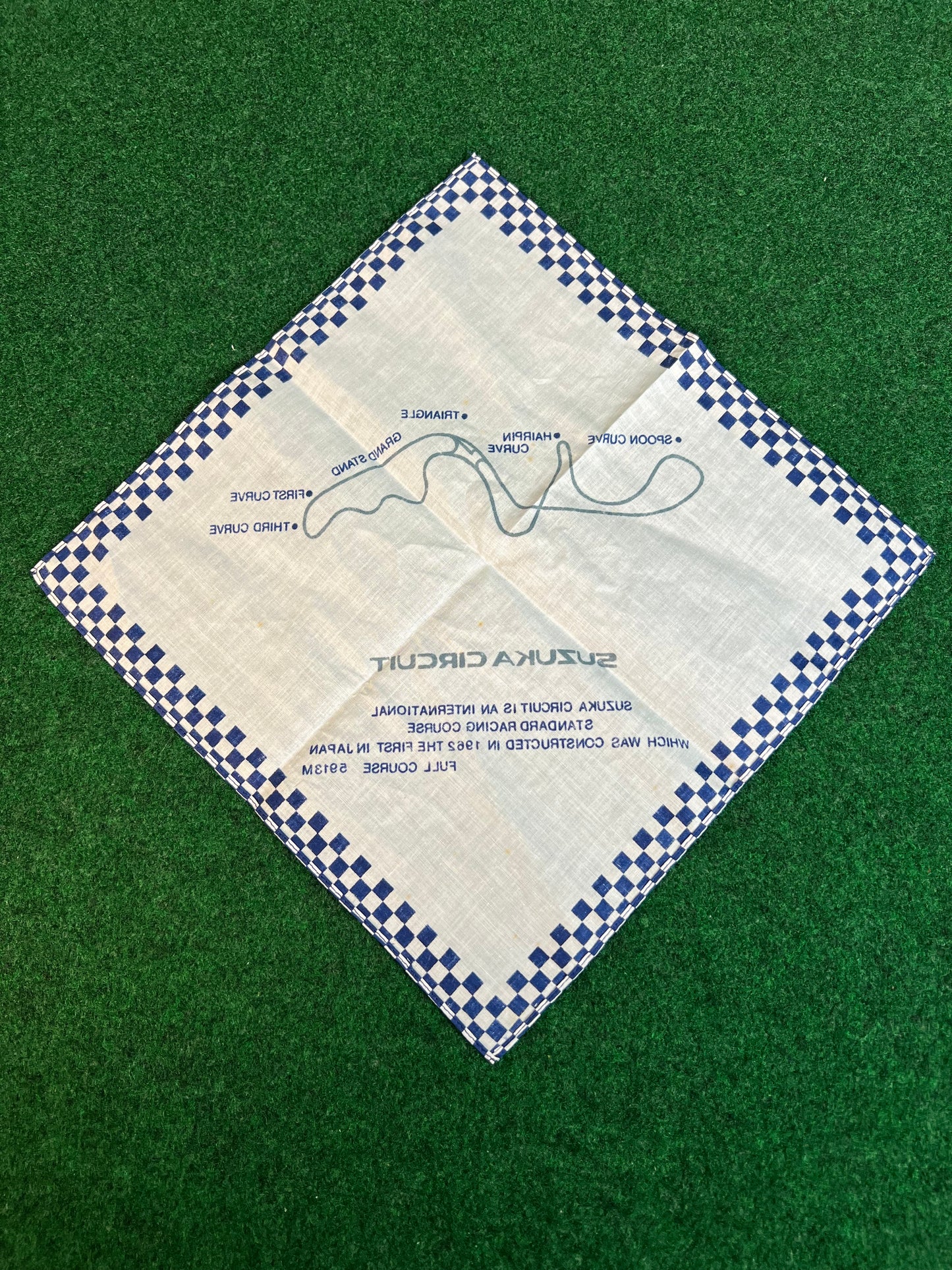 SUZUKA CIRCUIT - Course Map Vintage 1987 Handkerchief Towel