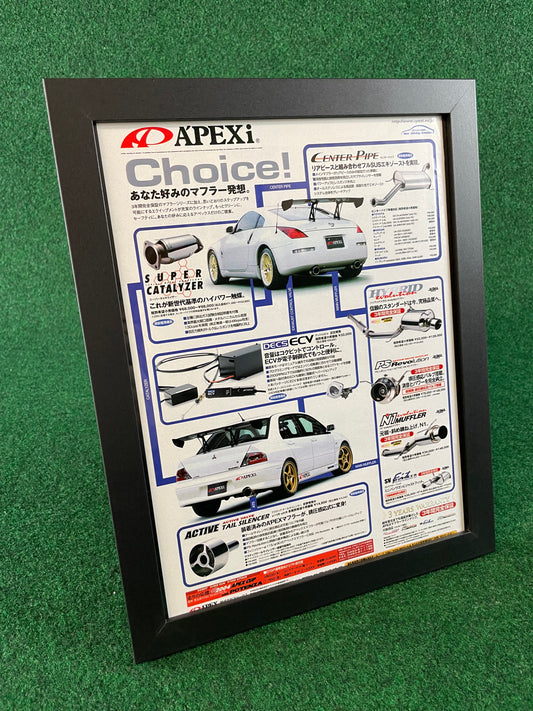 APEXi - 2004 Nissan Fairlady Z & Mitsubishi Lancer EVO Parts Framed Advertisement Picture