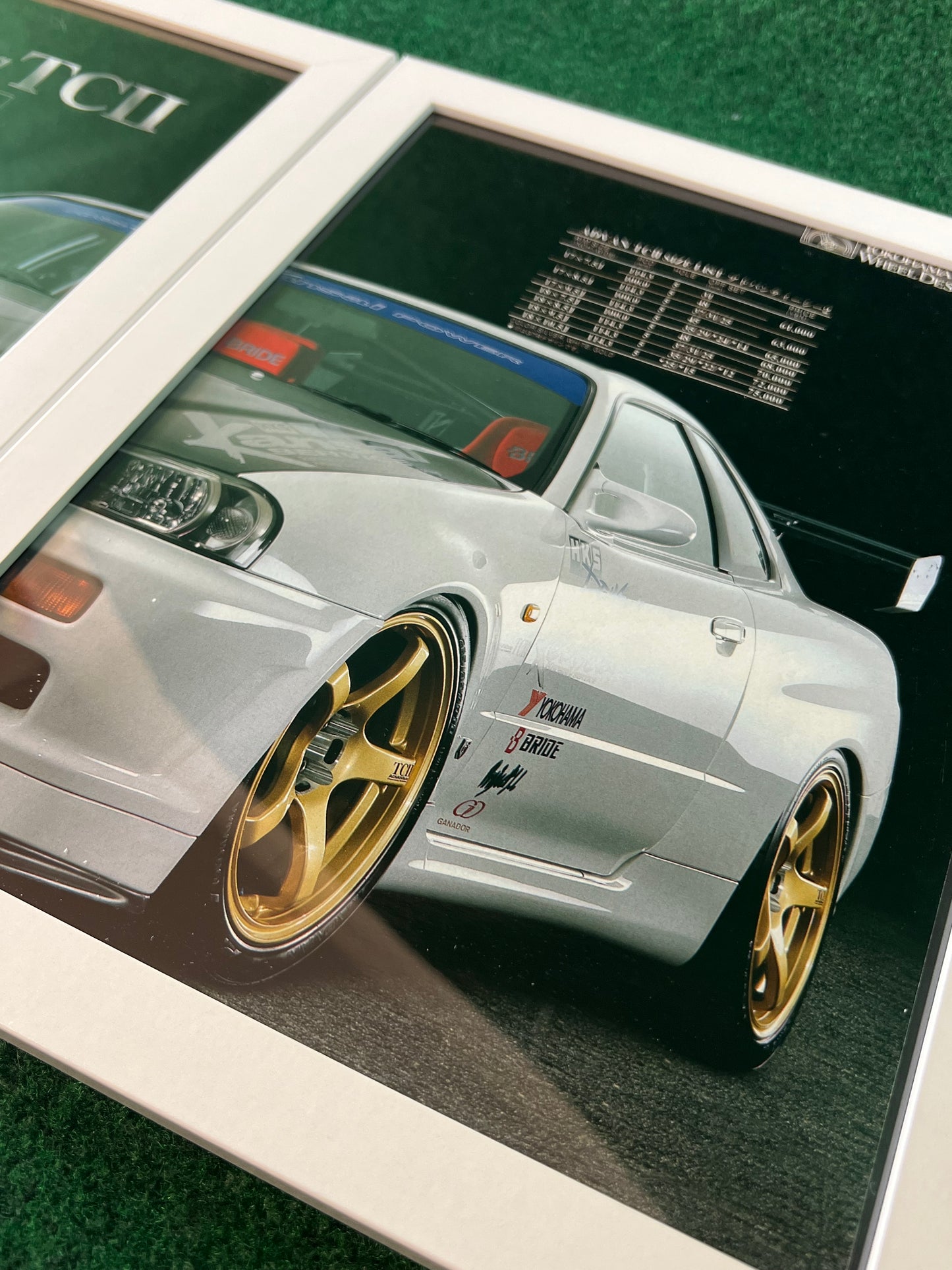 ADVAN Racing Yokohama TC-II Wheels on Nissan Skyline R34 GT-R - Framed Advertisement Picture Set