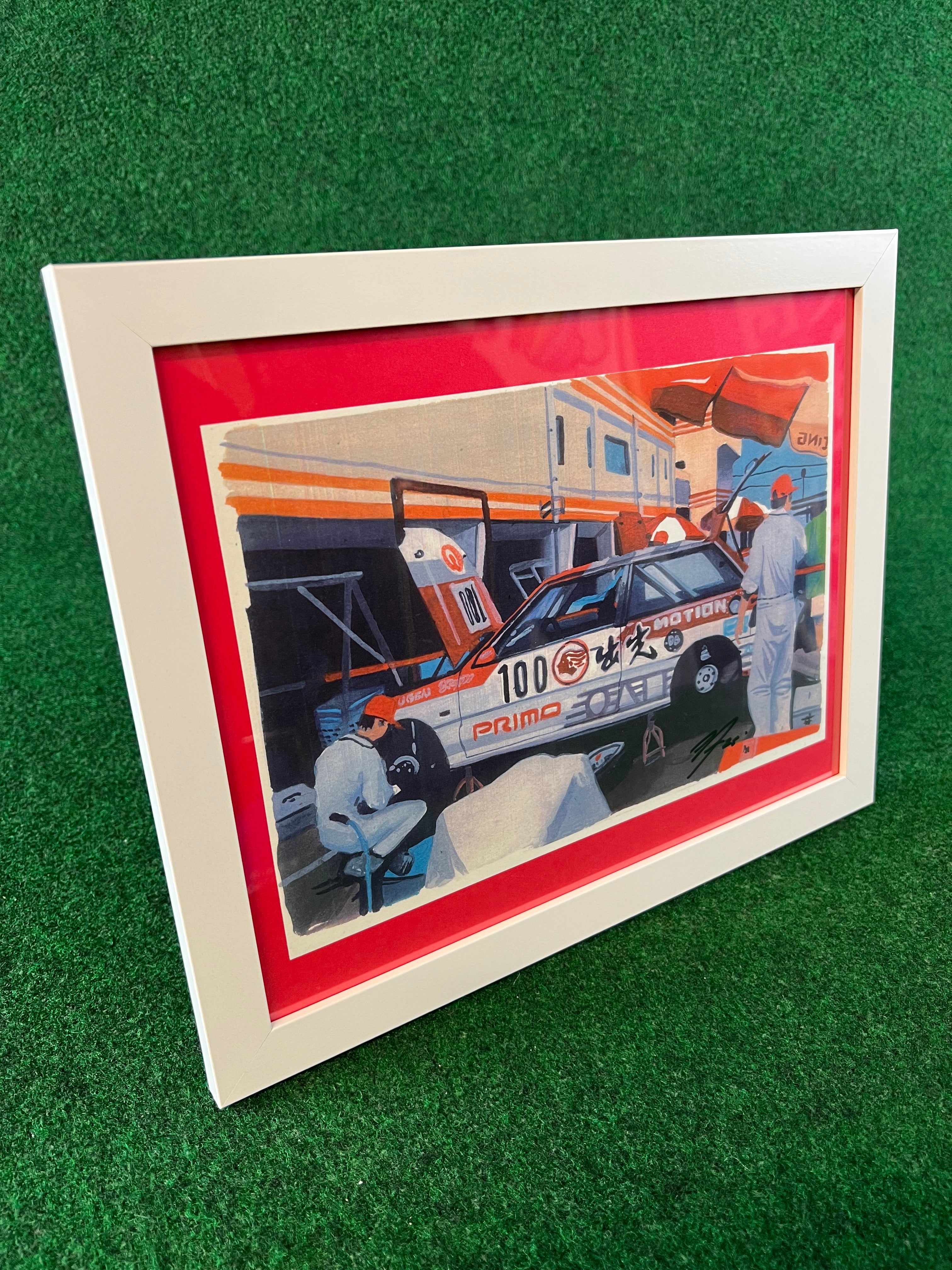 Idemitsu Honda Civic EF One Make Racecar Pit Service Framed Print