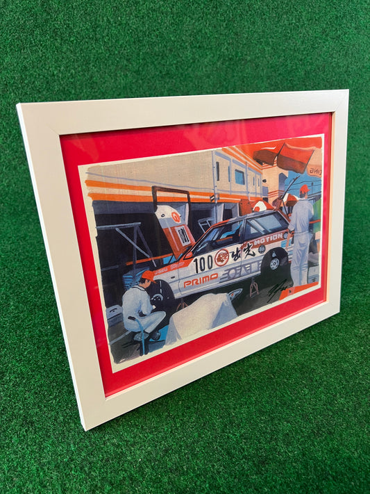 Idemitsu Honda Civic EF One Make Racecar Pit Service Framed Print