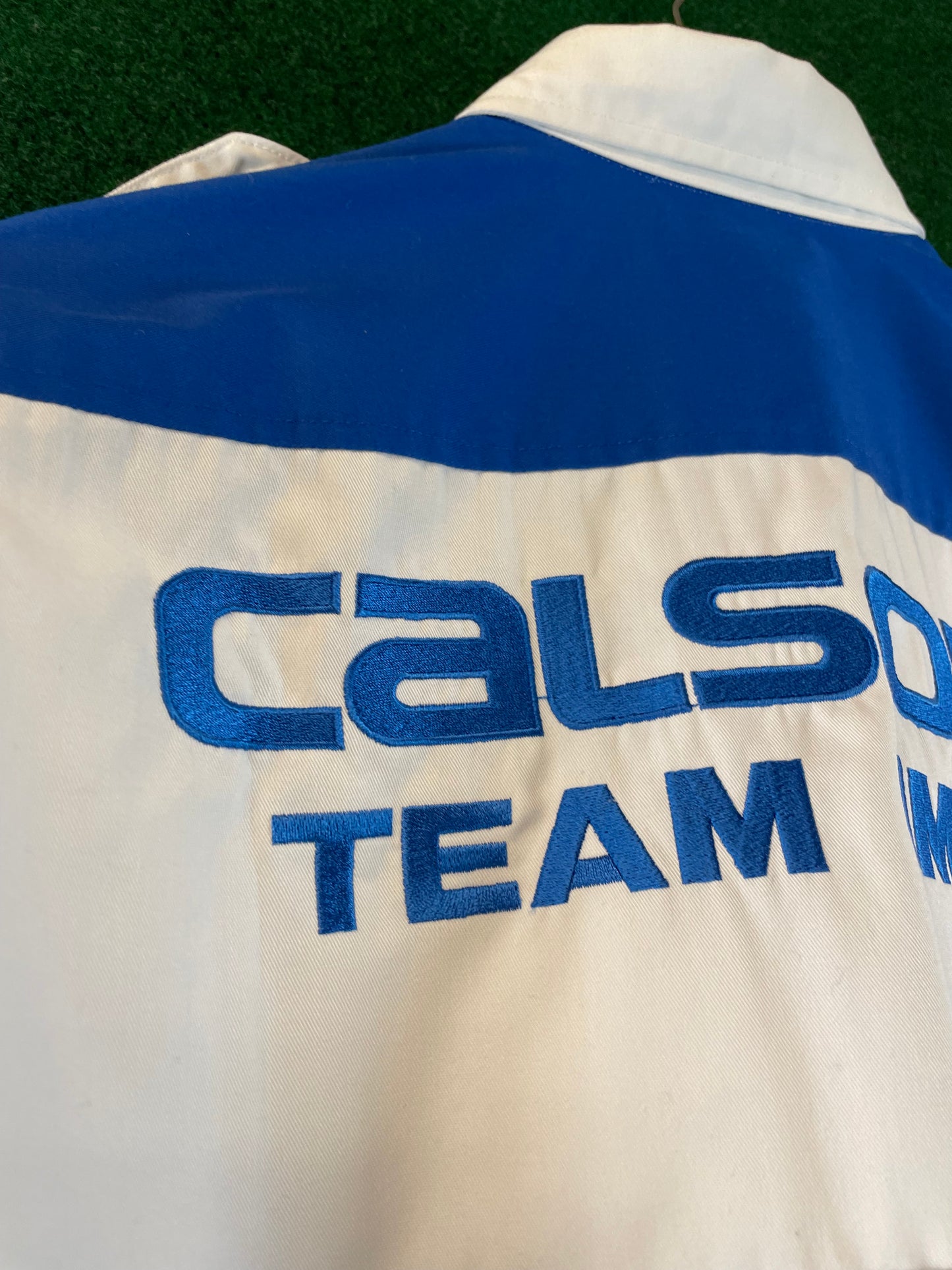 Calsonic Team IMPUL - Blue & White Long Sleeve Buttondown Crew Shirt