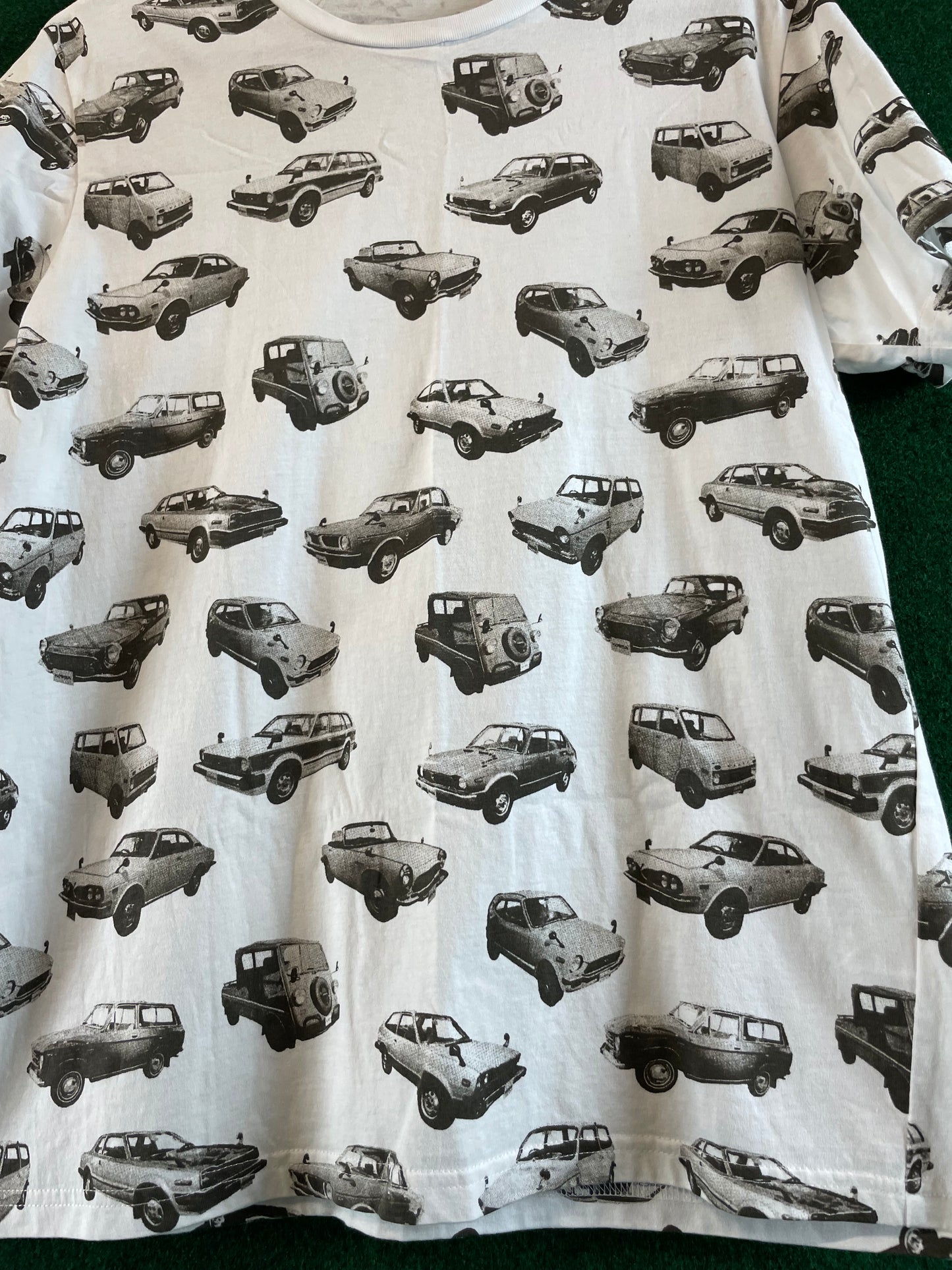 Honda x GU - Cars Pattern White Short Sleeve T-Shirt