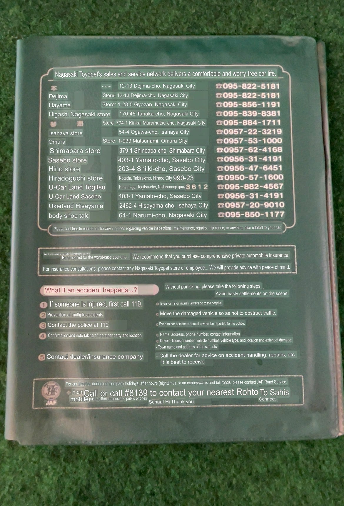 Nagasaki Toyopet Toyota - Japanese Dealership Document Folder Case