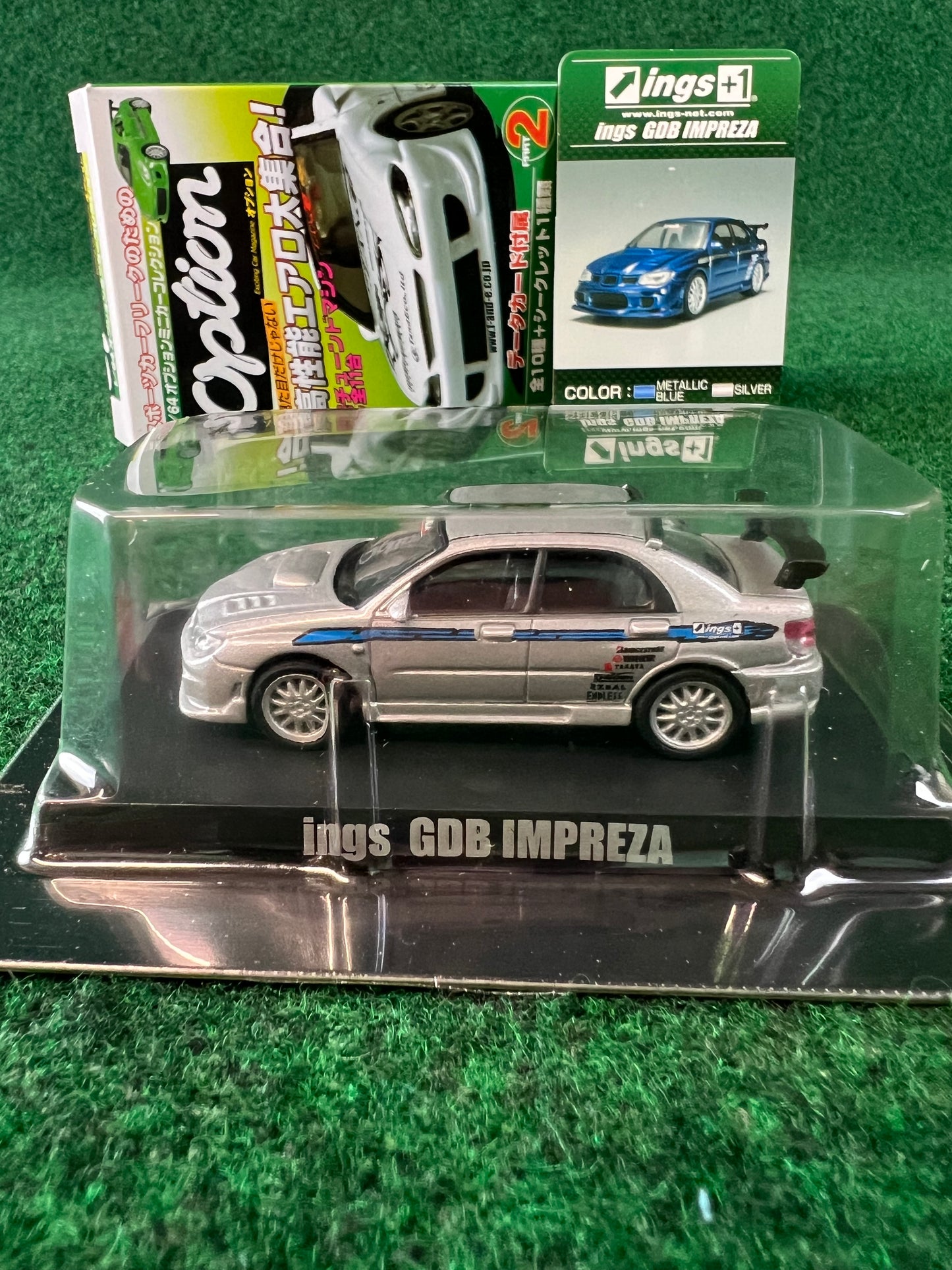 Aoshima - Option ings GDB Subaru WRX (Silver) 1/64 Scale Diecast Car