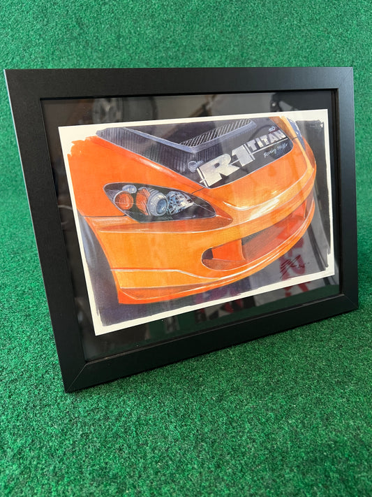 R1 Titan Honda S2000 Hand Drawn, Watercolor Painted & Signed Print