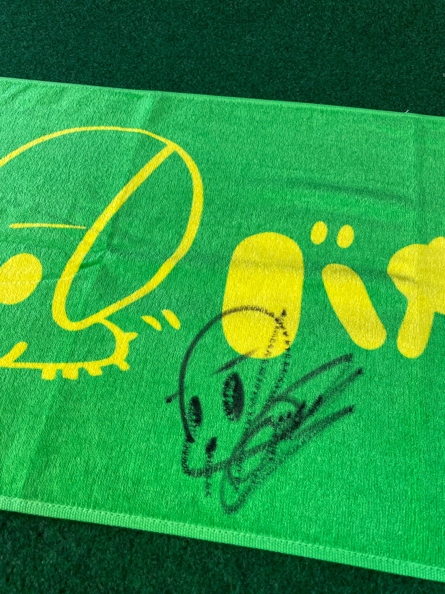 URAS Autographed Green & Yellow Towel