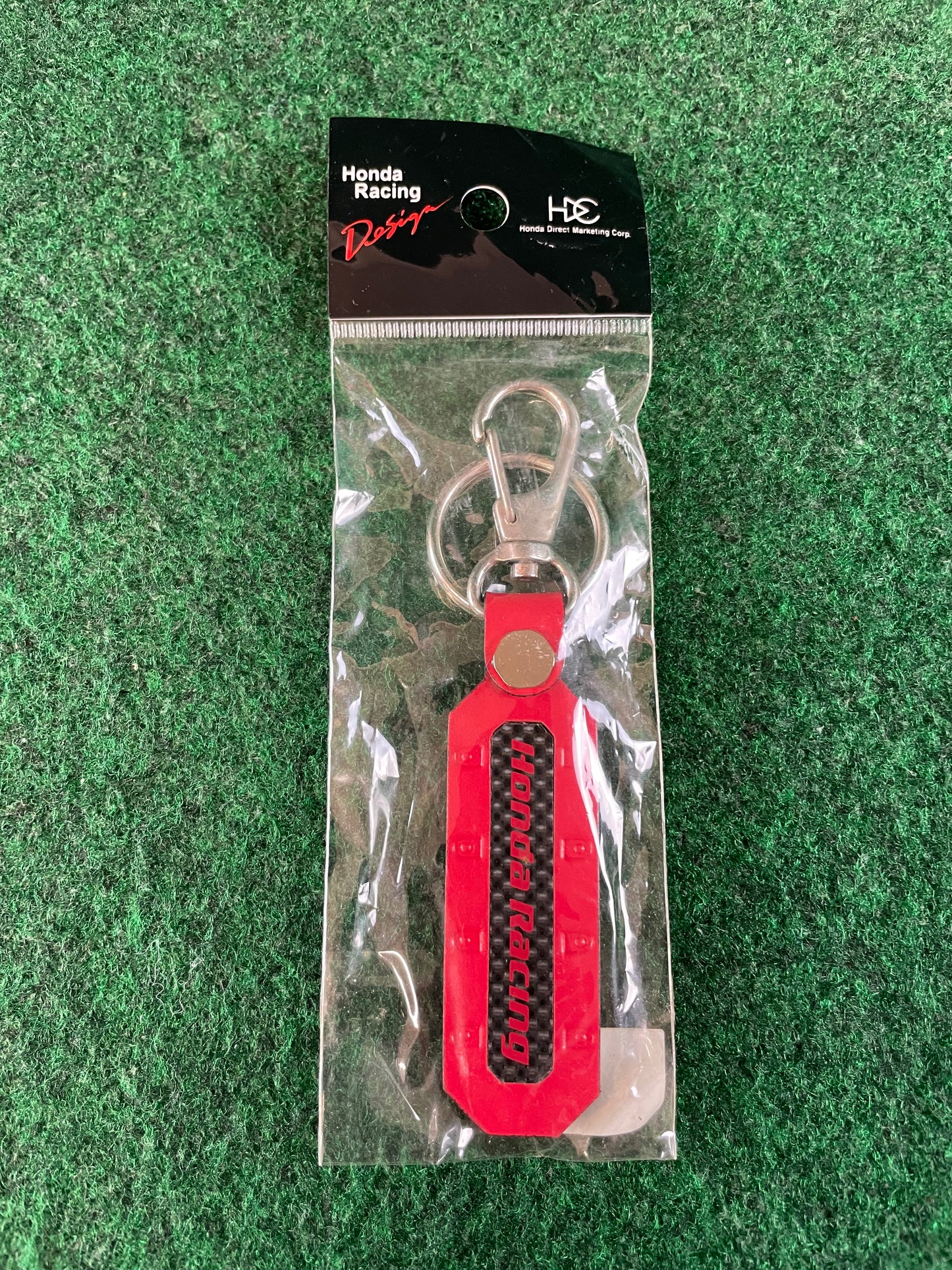 Honda Racing - Red/Black Leather & Carbon Fiber Keychain