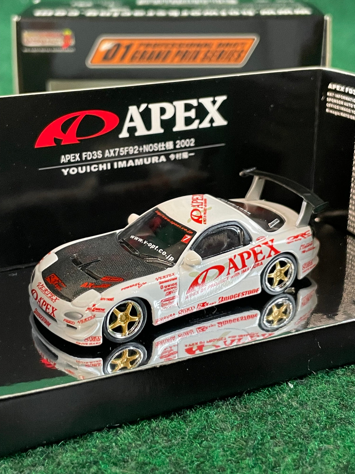 Hotworks 2002 D1GP A’PEX Youichi Imamura Mazda RX7 FD3S 1/64 Scale Diecast