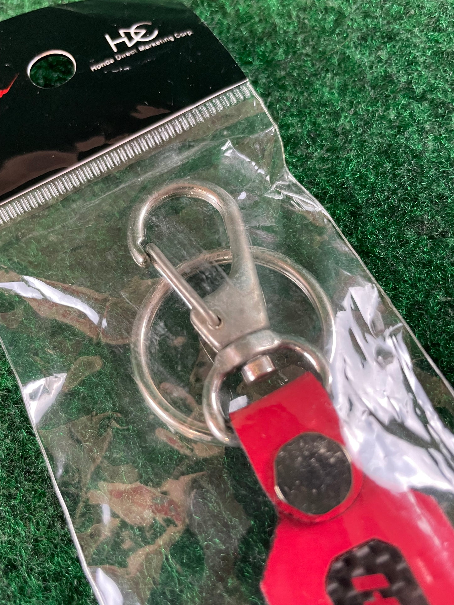 Honda Racing - Red/Black Leather & Carbon Fiber Keychain