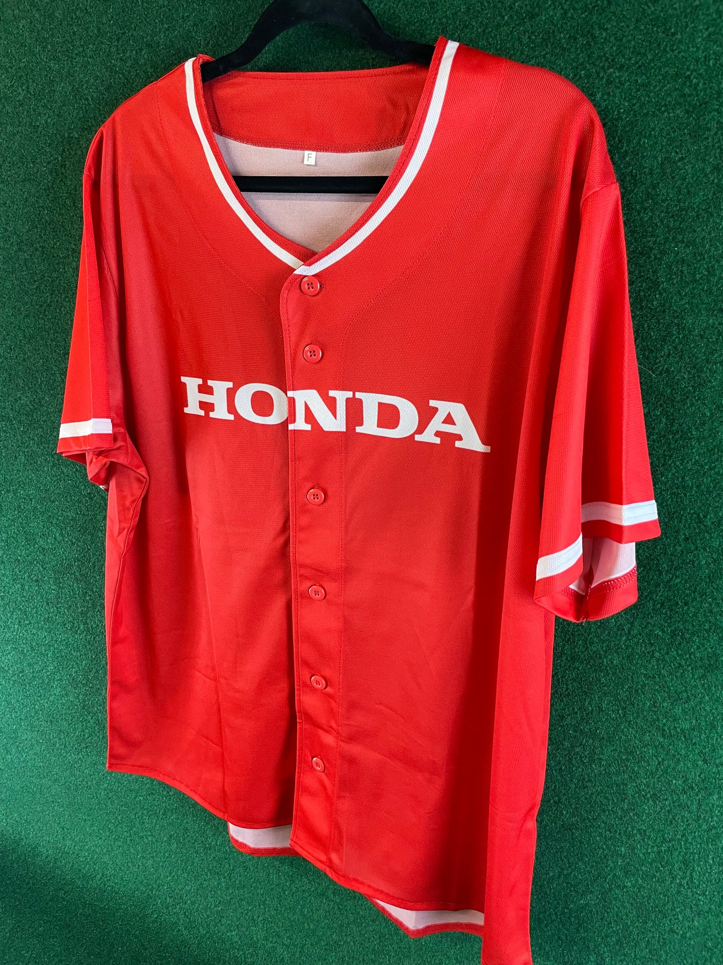 HONDA - Red Baseball Style Jersey Short Sleeve Shirt