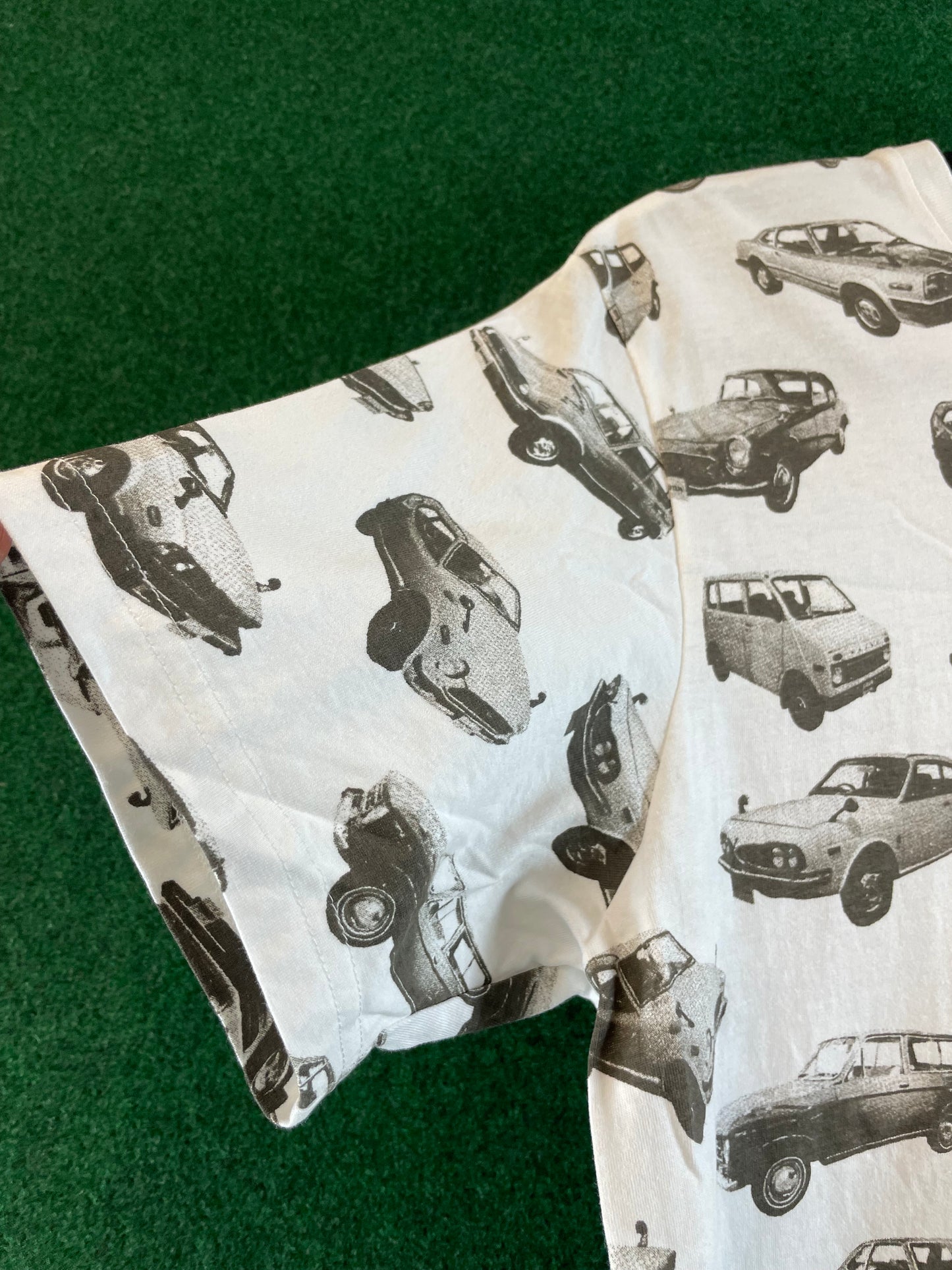 Honda x GU - Cars Pattern White Short Sleeve T-Shirt