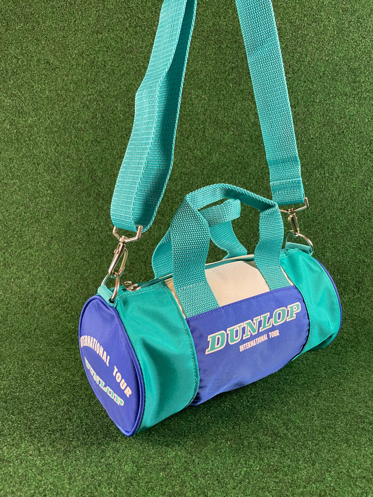 DUNLOP International Tour - Teal & Blue Vintage Mini Duffel Travel Bag