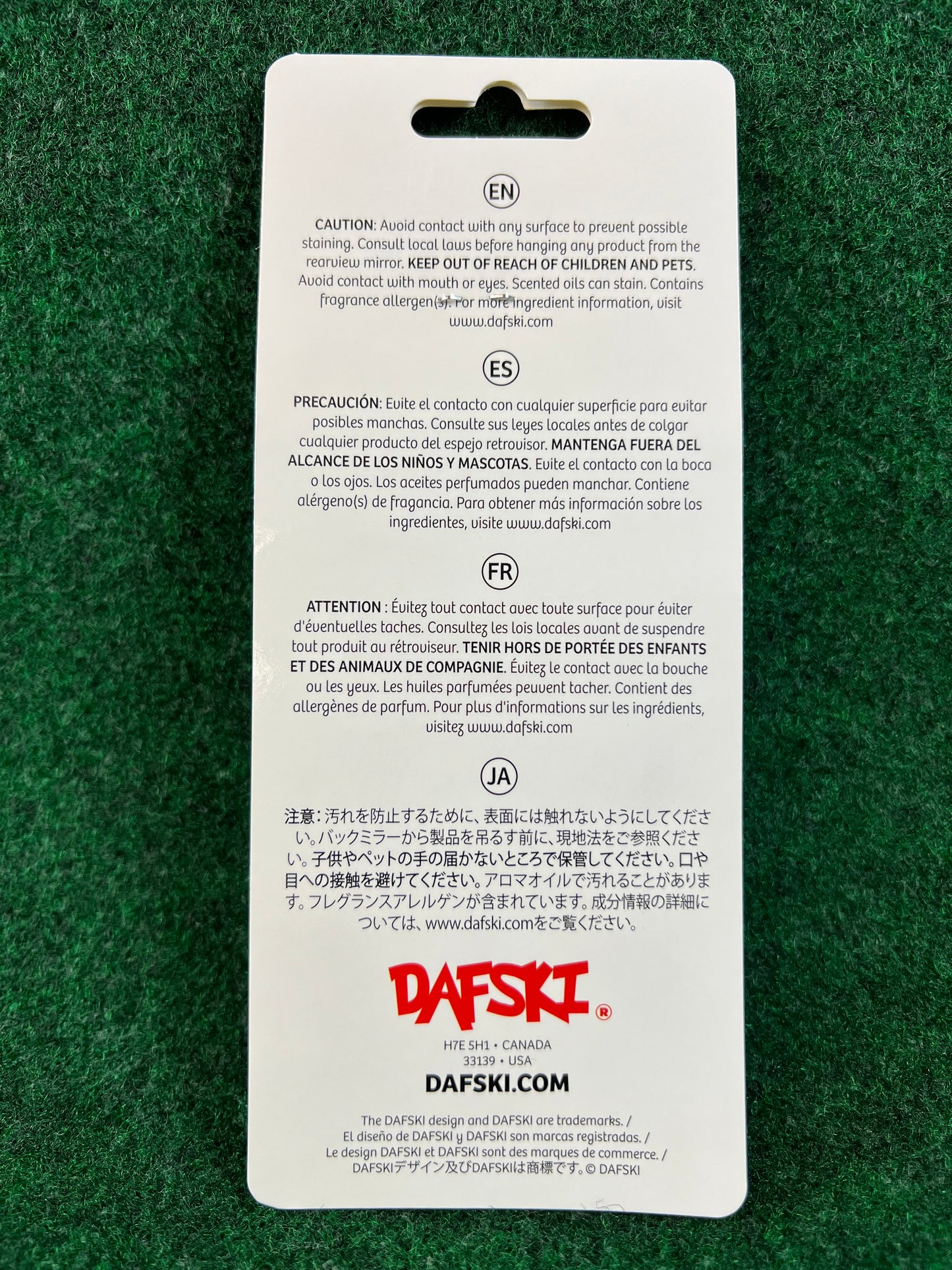 DAFSKI & Forrest Wang Collab - Green S15 Hanging Air Freshener