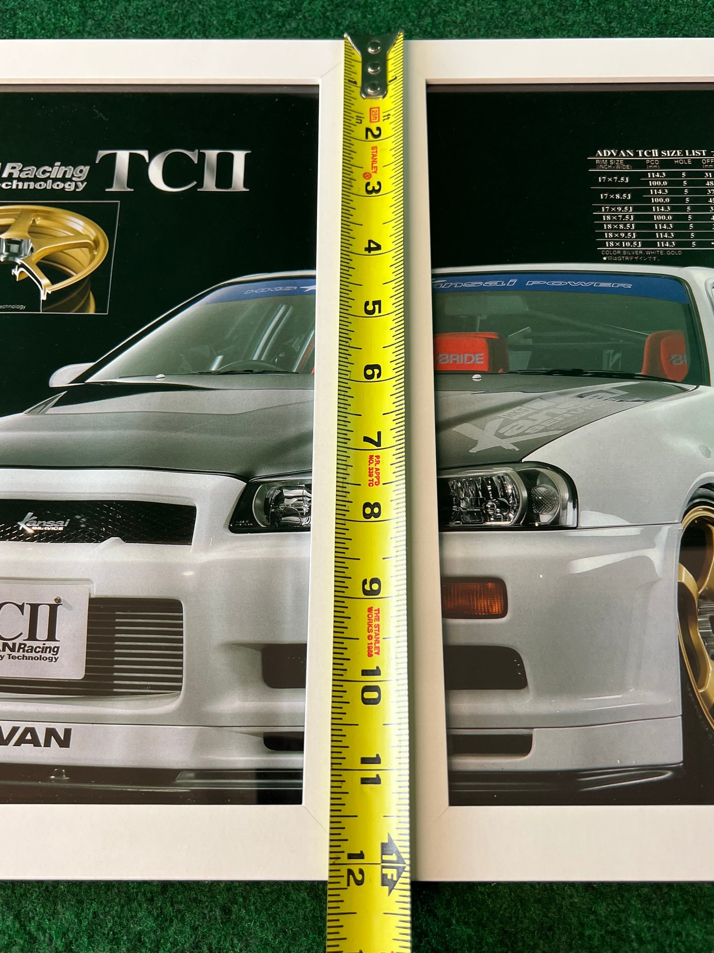 ADVAN Racing Yokohama TC-II Wheels on Nissan Skyline R34 GT-R - Framed Advertisement Picture Set