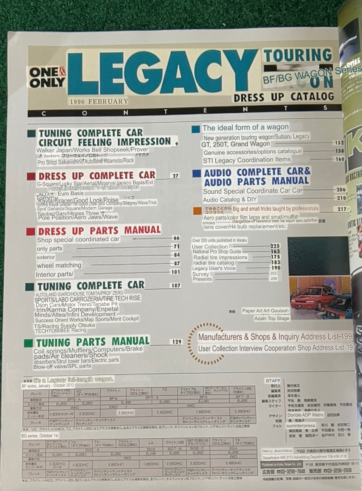 One & Only - Subaru Legacy Touring Wagon Dress Up Catalog Magazine