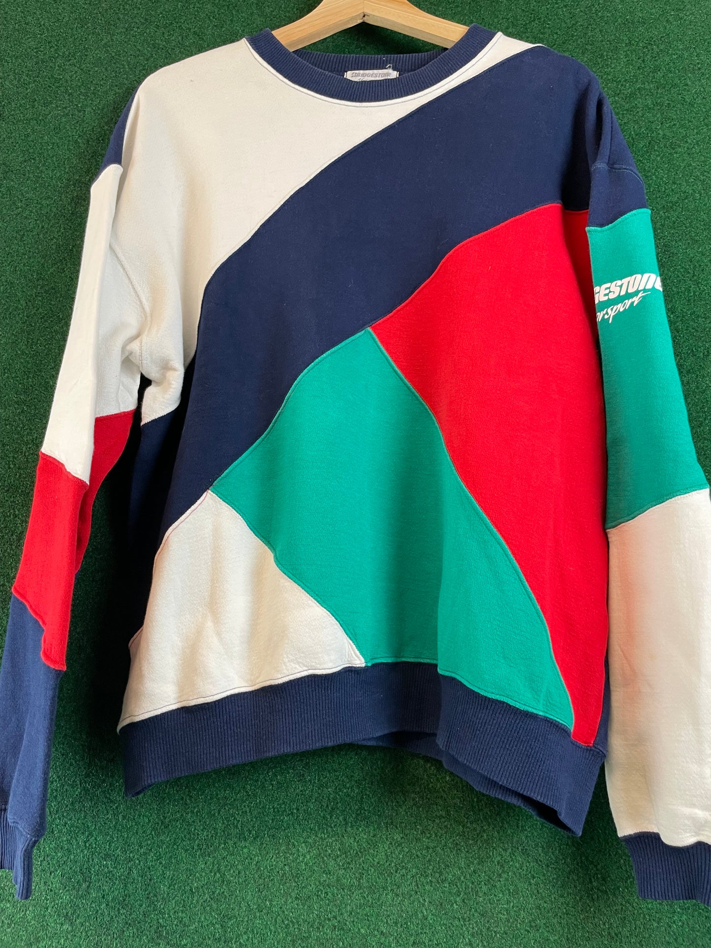 BRIDGESTONE Motorsport Cut and Sew Multicolor Vintage Sweatshirt