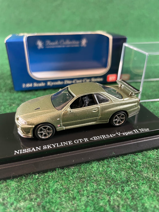 KYOSHO - Beads Collection Millennium Jade Nissan Skyline R34 VSPEC II Nur GT-R 1/64 Scale Diecast