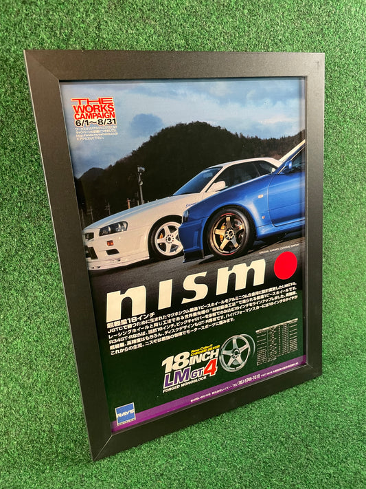 RAYS Wheels - LMGT4 NISMO Nissan Skyline R34 Framed Advertisement Picture