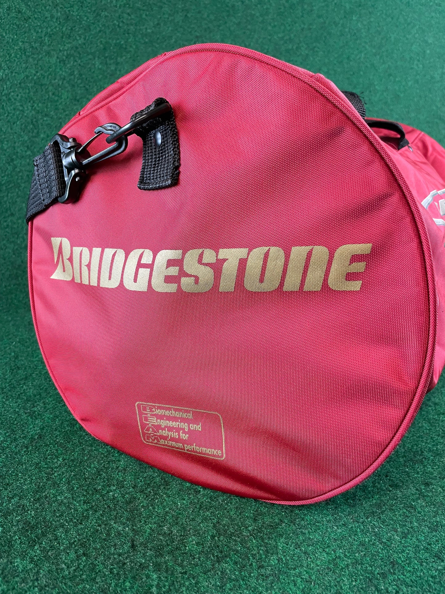 BRIDGESTONE - BEAM Vintage Burgundy w/ Gold Lettering Red Duffle Bag