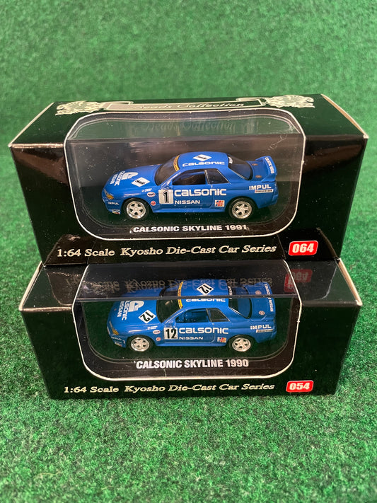 KYOSHO - Beads Collection 1990 & 1991 Calsonic IMPUL Nissan Skyline R32 GT-R 1/64 Scale Diecast Set