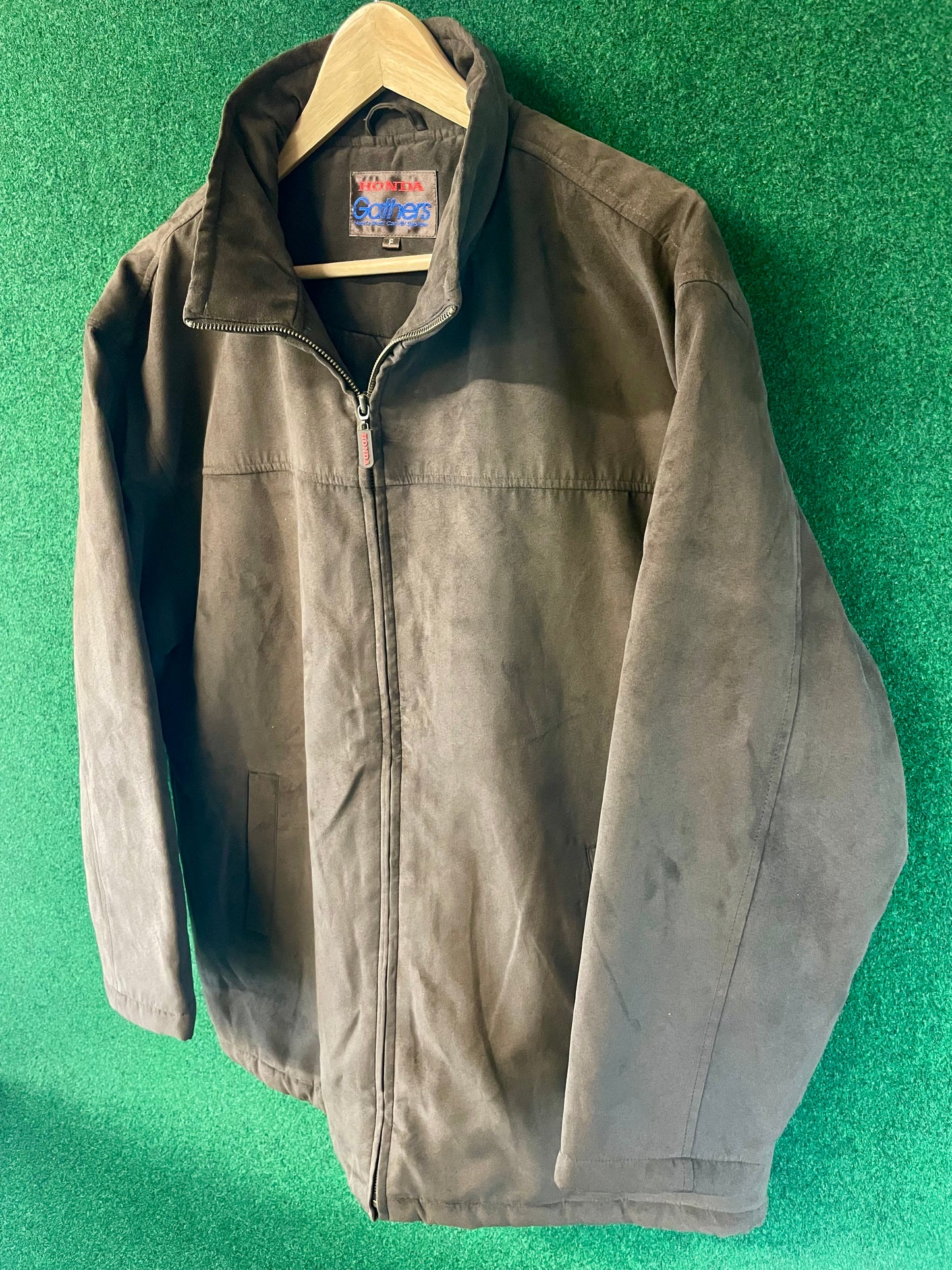 Honda & GATHERS - Insulated Brown Suede Style Exterior with HONDA Logo Lined Jacket