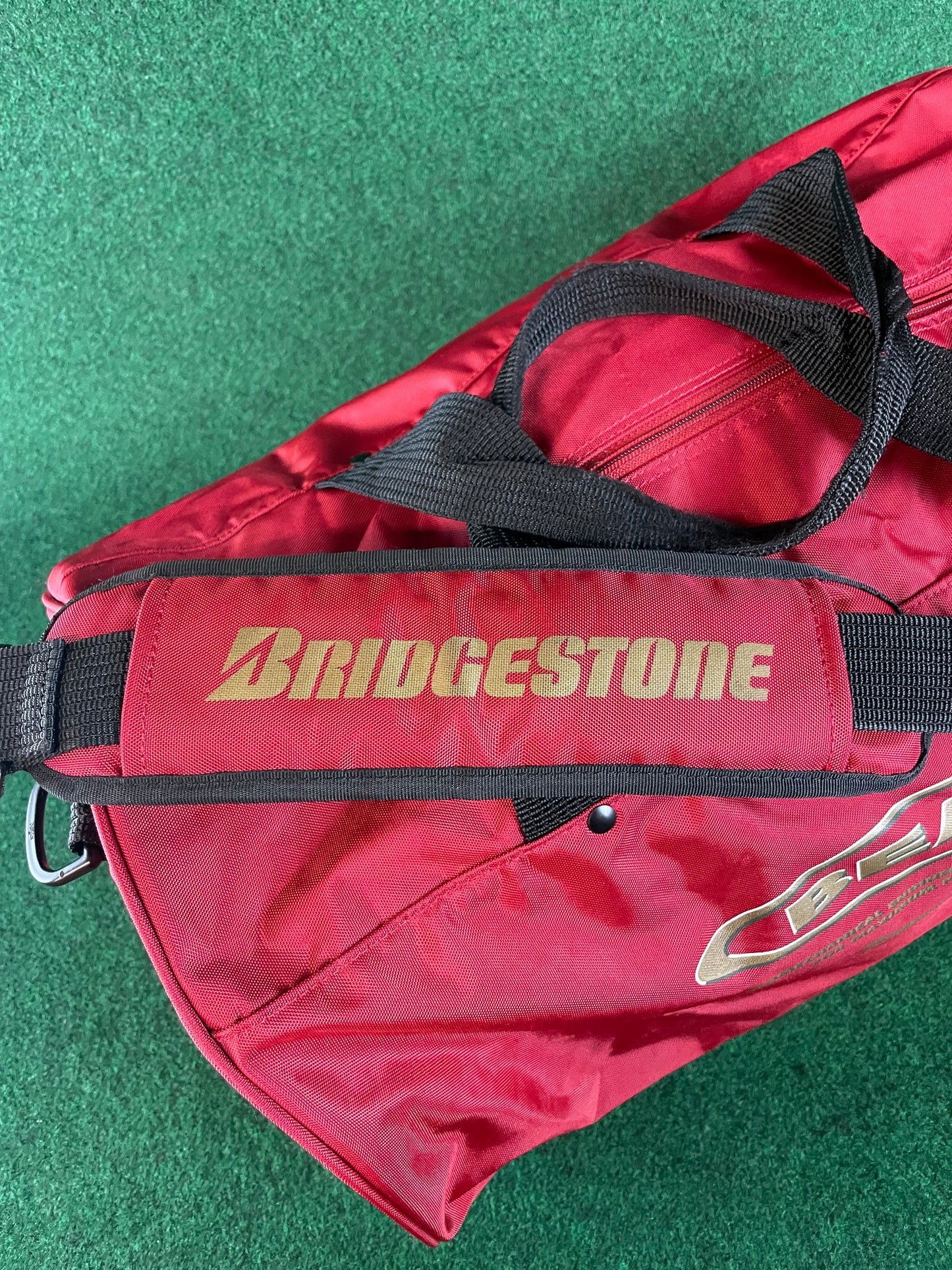BRIDGESTONE - BEAM Vintage Burgundy w/ Gold Lettering Red Duffle Bag