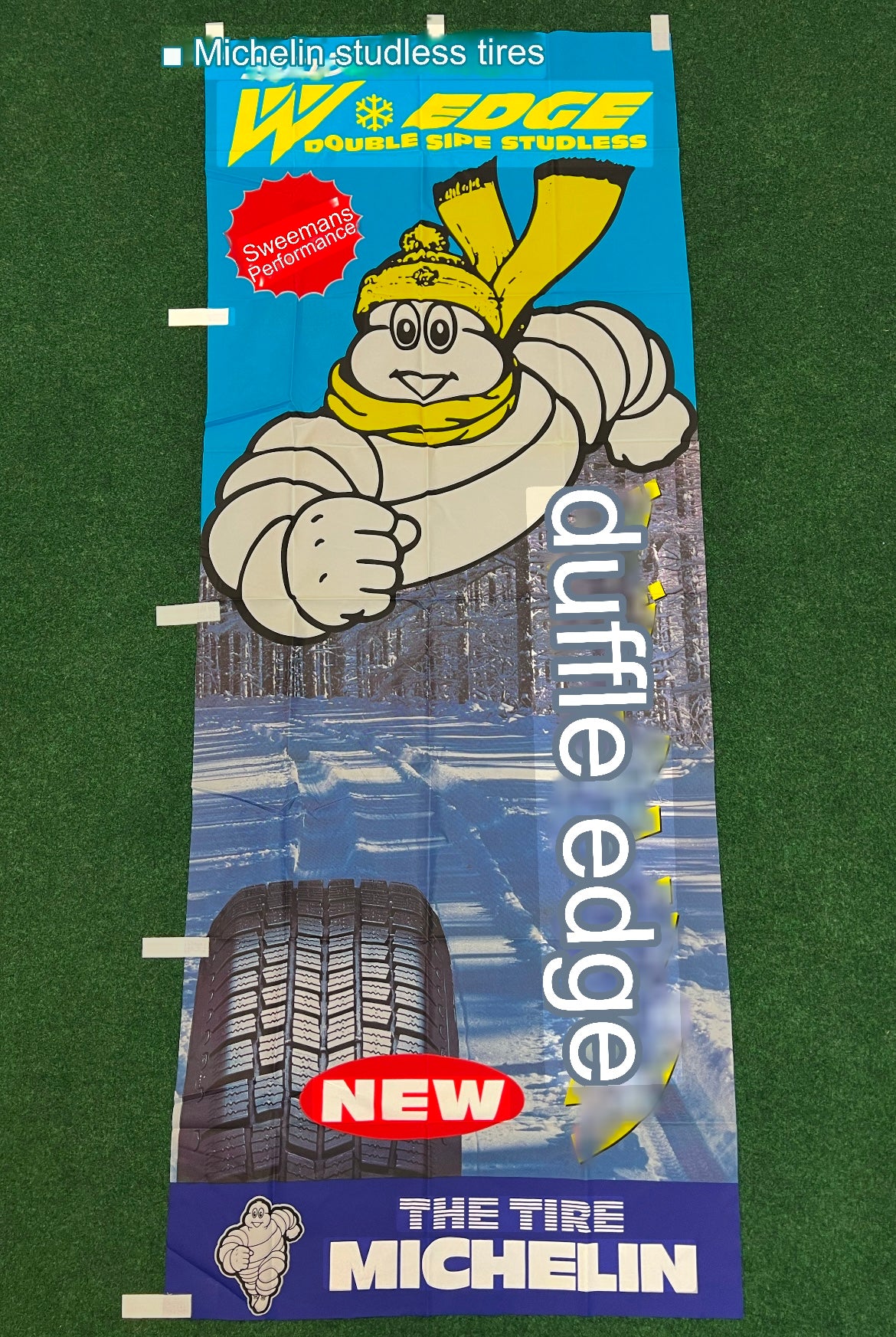 Michelin Tire - Edge Double Sipe Studless Winter Tire Vintage Japanese Advertising Nobori Banner
