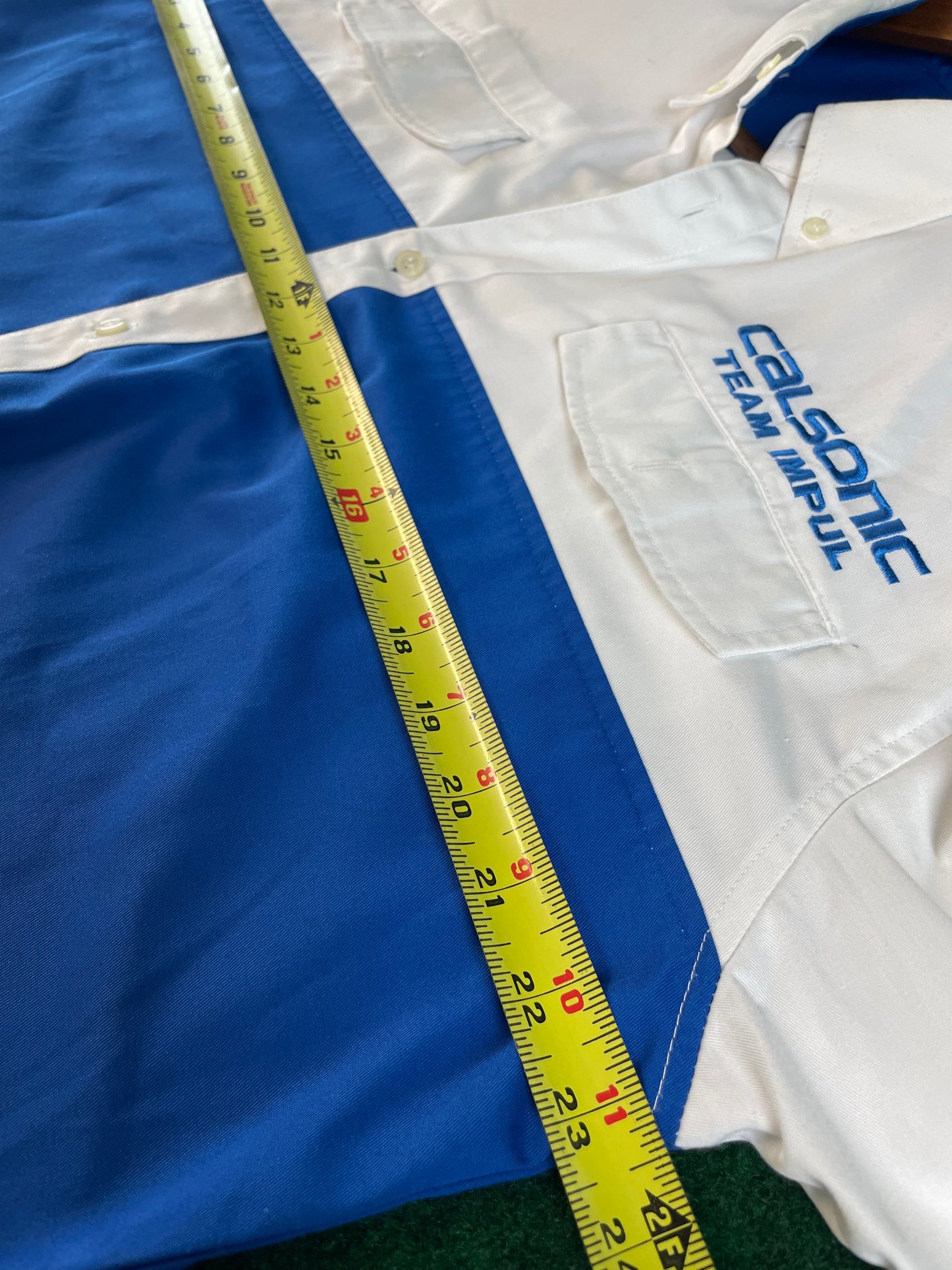 Calsonic Team IMPUL - Blue & White Long Sleeve Buttondown Crew Shirt