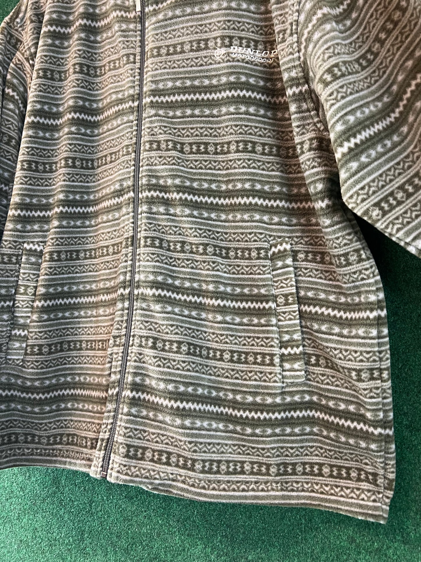 DUNLOP Motorsport - Green/Tan Patterned Fleece Zip Up Jacket - 3L