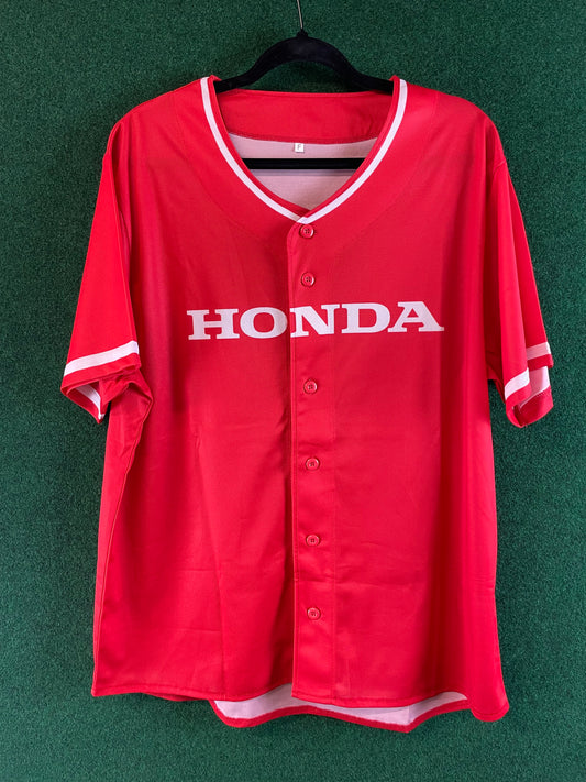 HONDA - Red Baseball Style Jersey Short Sleeve Shirt