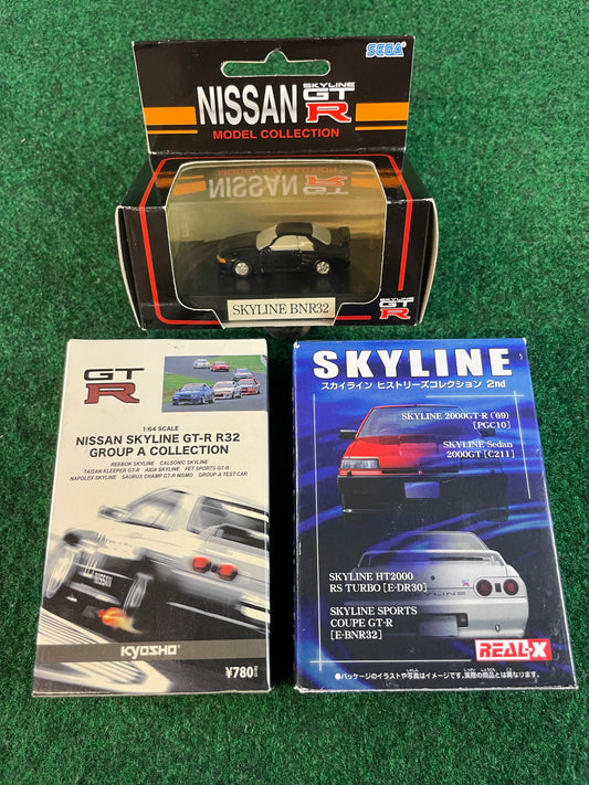 Nissan Skyline R32 GT-R (KYOSHO, SEGA & RealX) Model & Diecast Car Set of 3