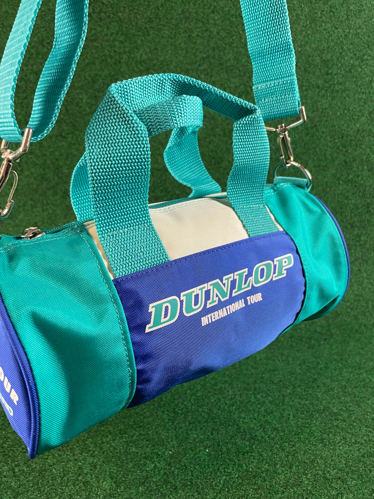 DUNLOP International Tour - Teal & Blue Vintage Mini Duffel Travel Bag
