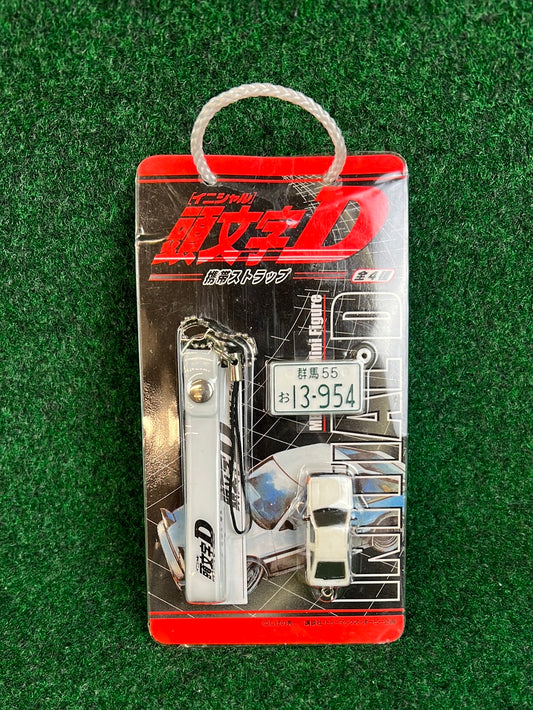 Initial D - Toyota Corolla AE86 Car, Strap and License Plate Charm Keychain Set