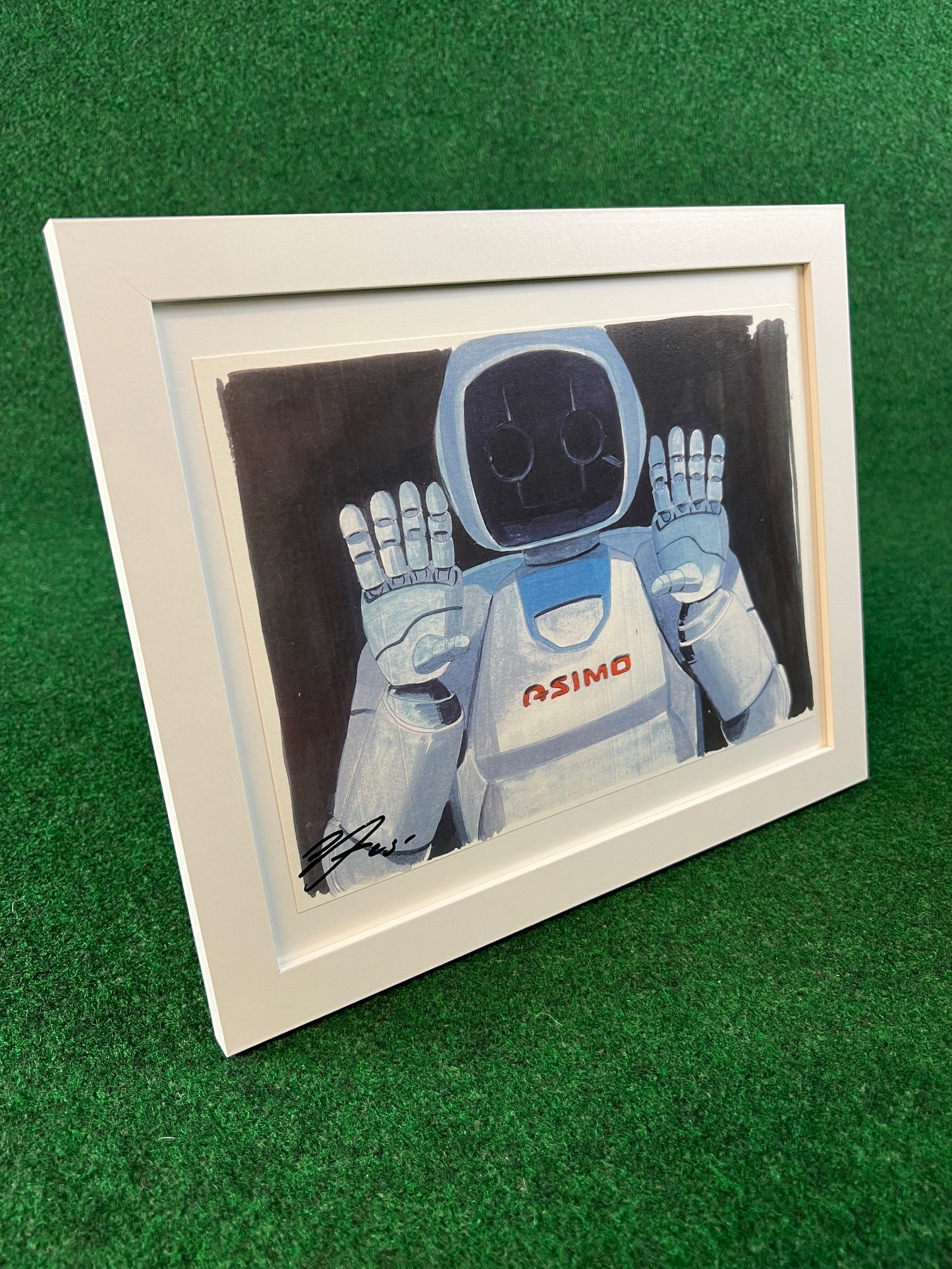 ASIMO Honda Robot Portrait Hand Drawn, Watercolor Painted & Signed Print