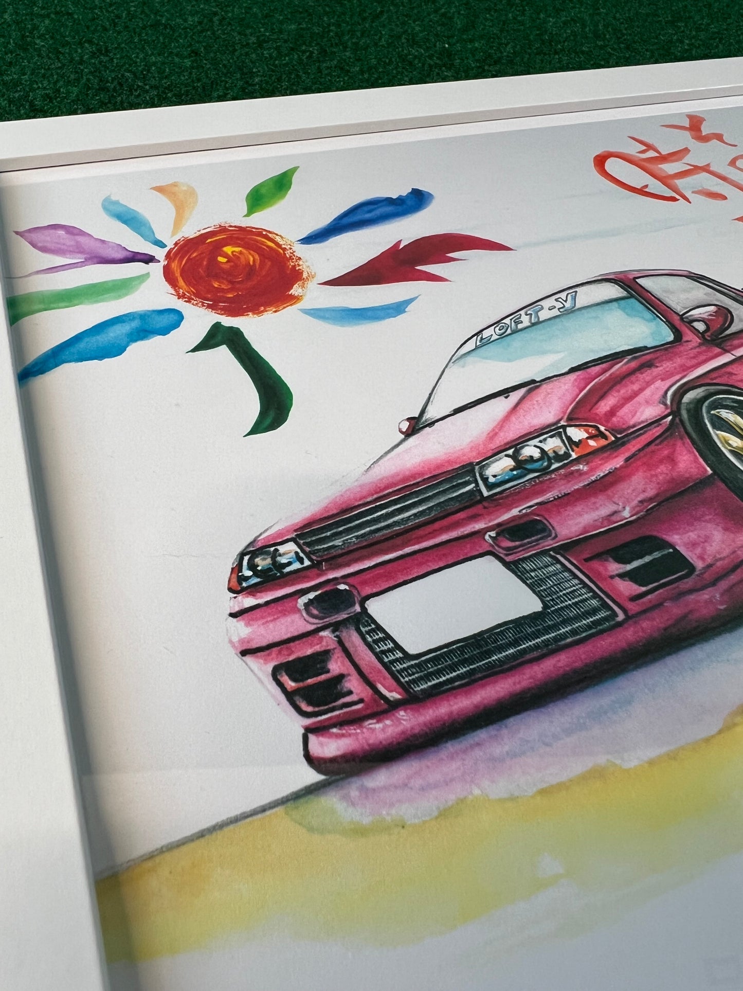 Nissan Skyline R32 GT-R Mount Fuji Framed Car Art